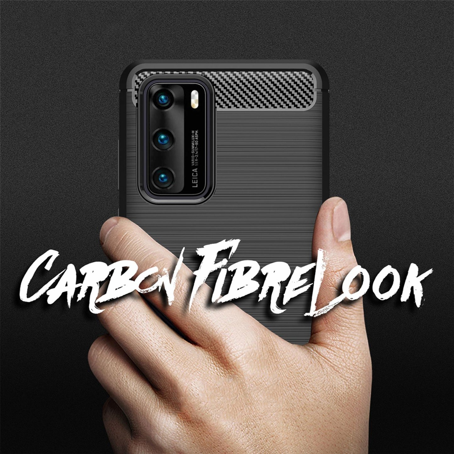 Etui NALIA Carbon Look do Huawei P40, etui ochronne na telefon, zderzak