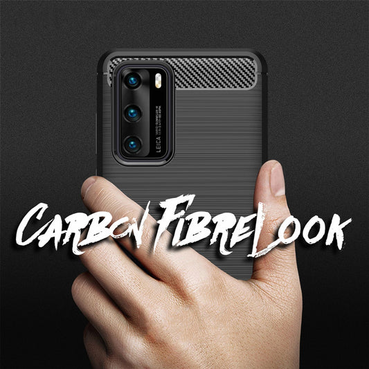 NALIA Carbon Look Case für Huawei P40, Handy Hülle Schutz Tasche Cover Bumper