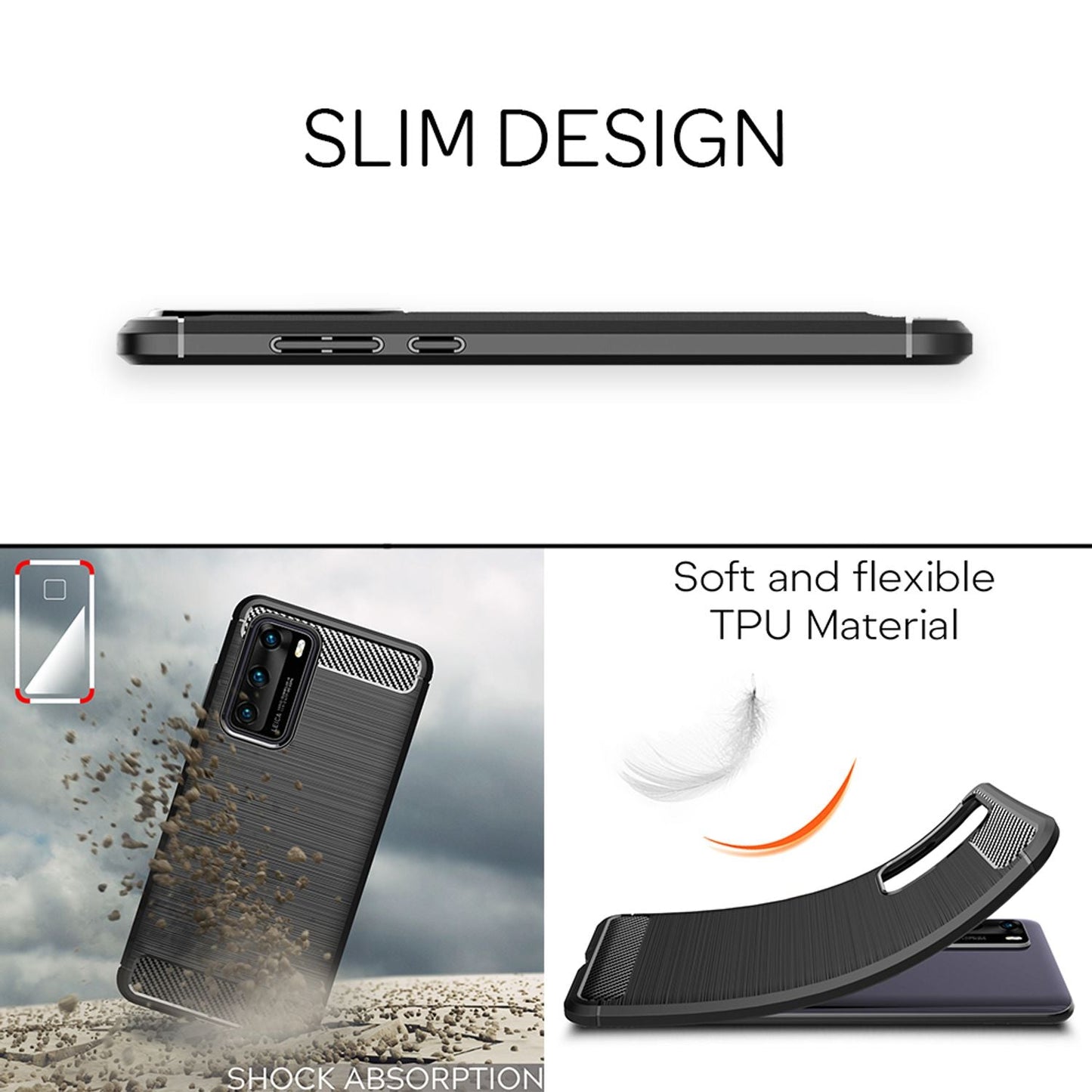 Etui NALIA Carbon Look do Huawei P40, etui ochronne na telefon, zderzak