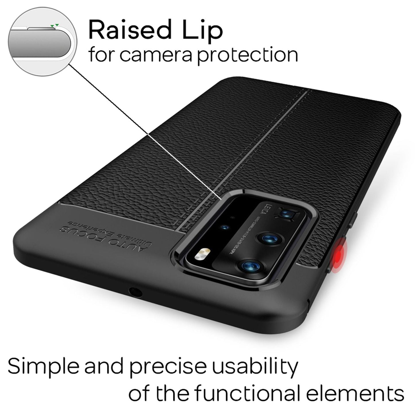 NALIA Huawei P40 Pro Lederoptik Hülle Slim Stoßfest Dünn