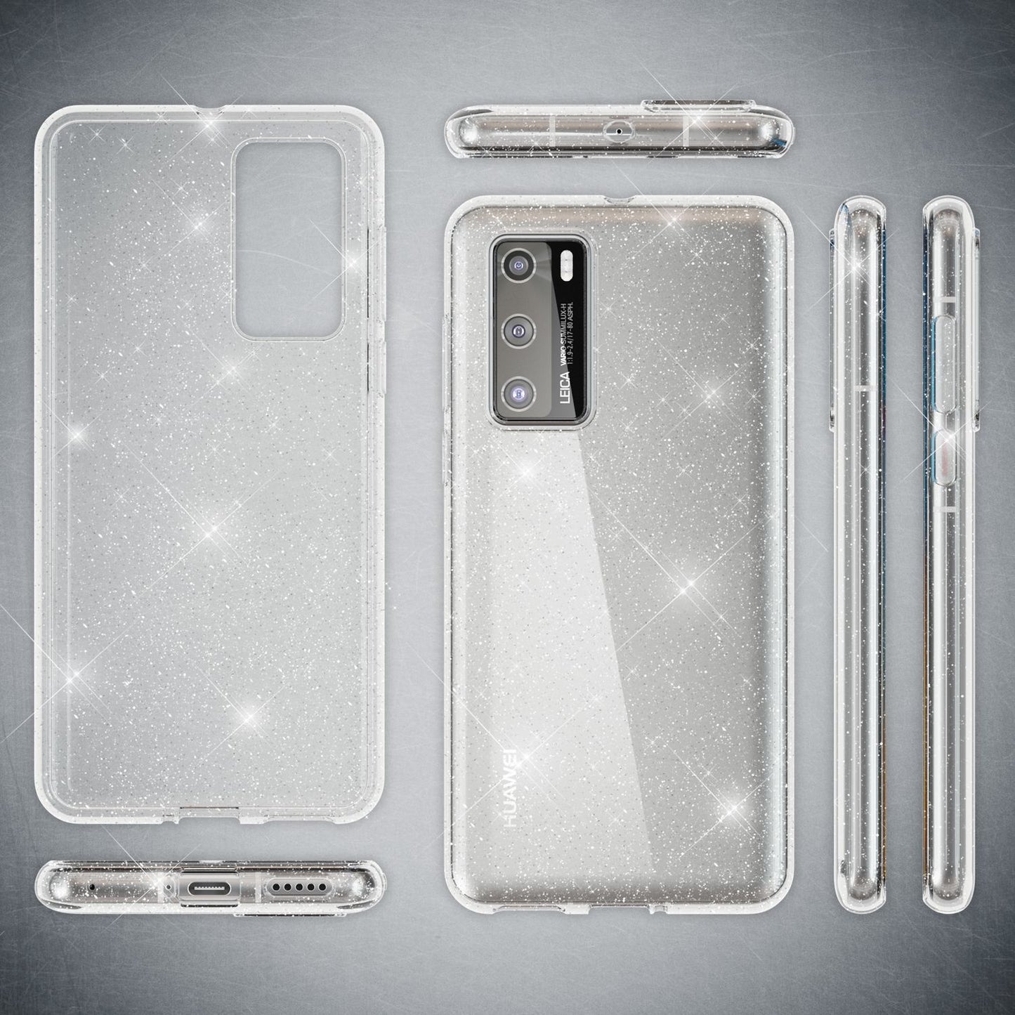 NALIA Glitzer Handyhülle für Huawei P40 Hülle, Bling Silikon Handyhülle Strass Cover