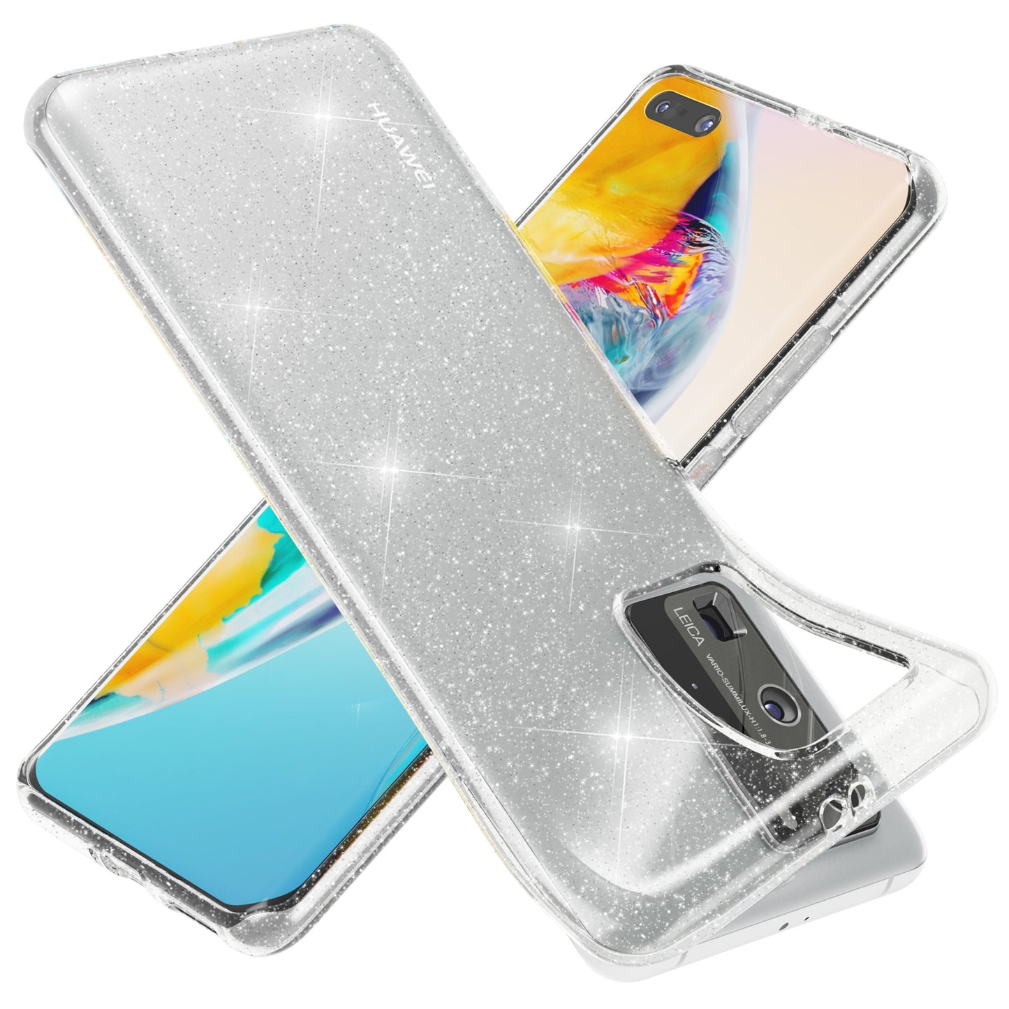 NALIA Glitzer Handyhülle für Huawei P40 Pro Hülle, Bling Silikon Handyhülle Cover