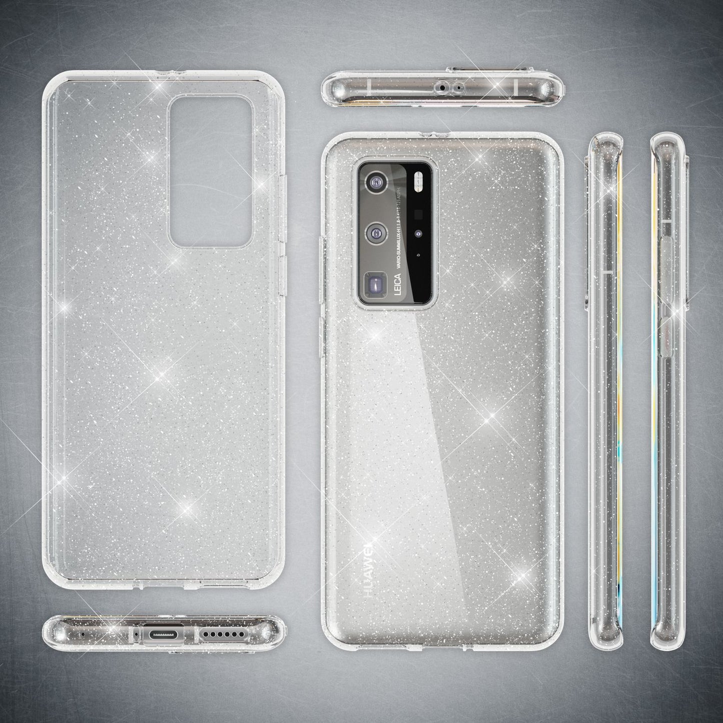 NALIA Glitzer Handyhülle für Huawei P40 Pro Hülle, Bling Silikon Handyhülle Cover