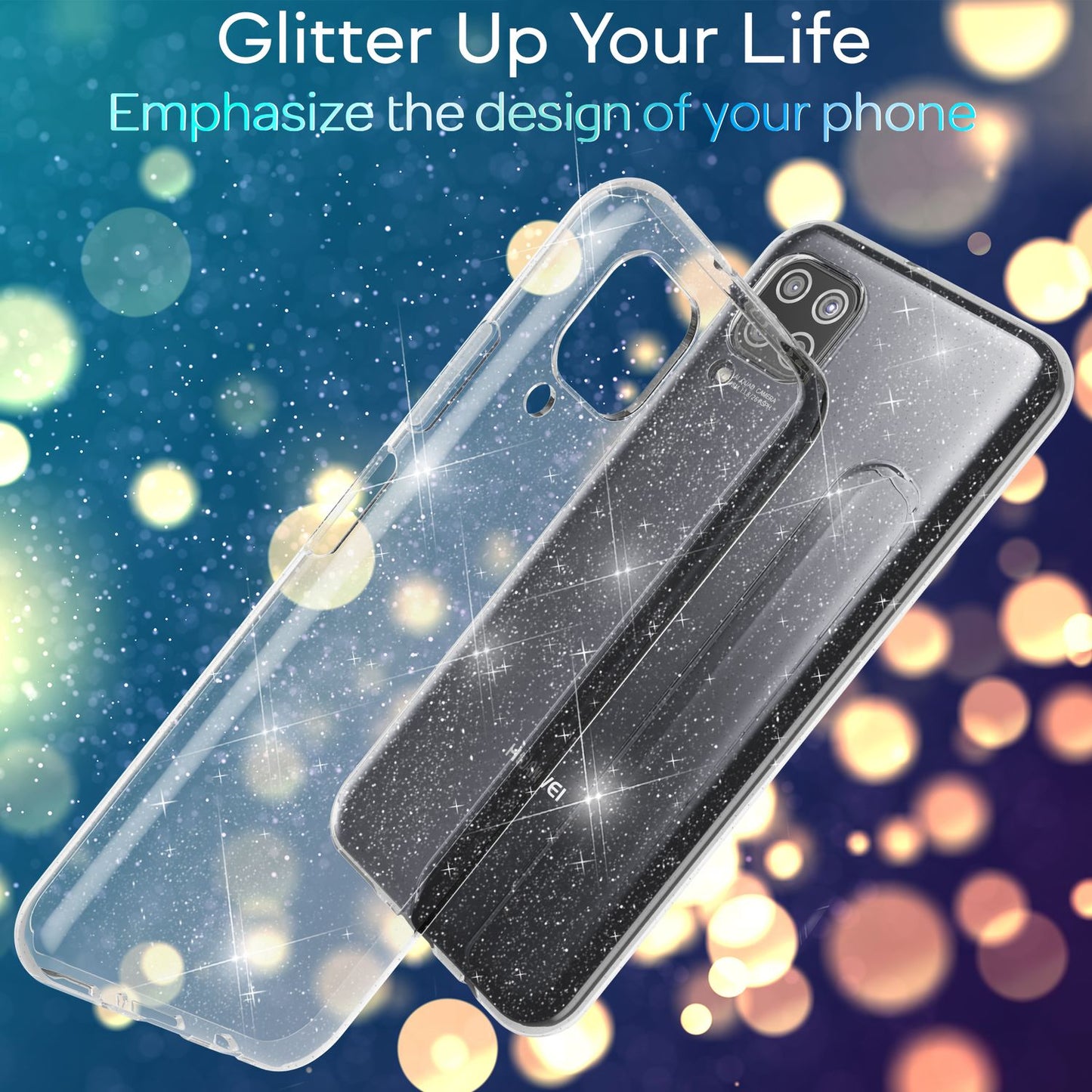 NALIA Glitzer Handyhülle für Huawei P40 Lite Hülle, Bling Silikon Handyhülle Cover