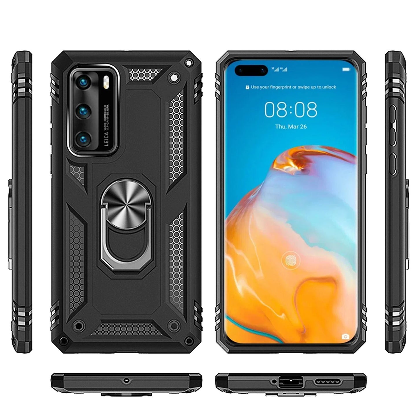Etui NALIA RingDefend do Huawei P40 – ochrona RingDefend, hybrydowy materiał odporny na wstrząsy, chwytna powierzchnia, grubość 0,8 mm