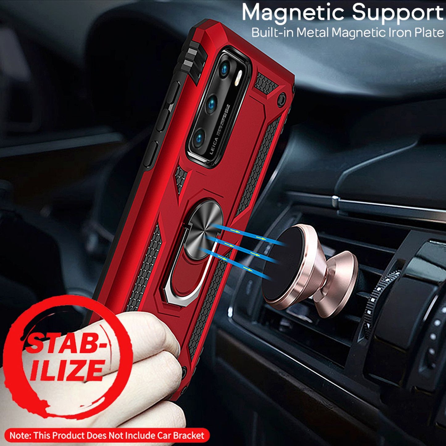 Etui NALIA RingDefend do Huawei P40 – ochrona RingDefend, hybrydowy materiał odporny na wstrząsy, chwytna powierzchnia, grubość 0,8 mm