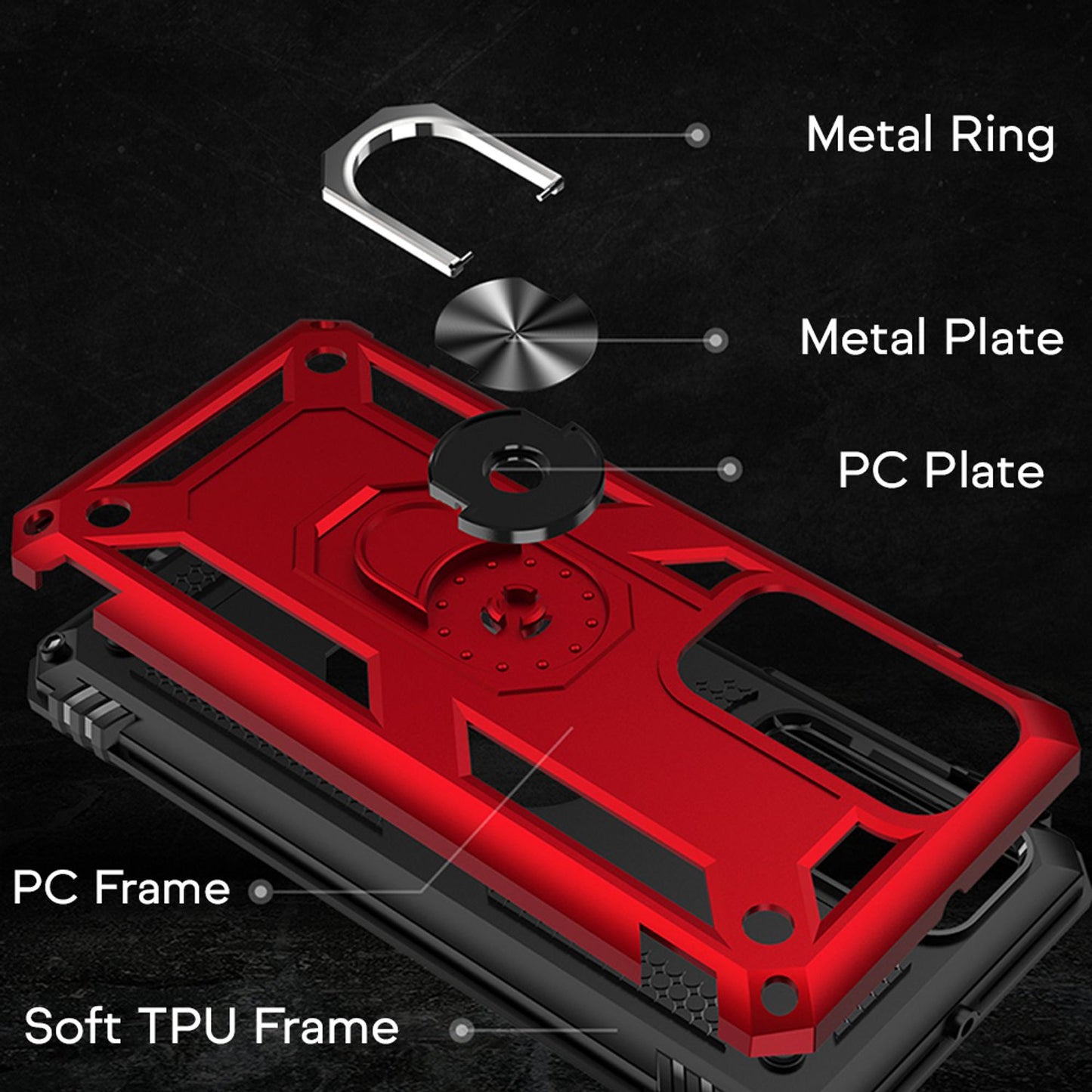 Etui NALIA RingDefend do Huawei P40 – ochrona RingDefend, hybrydowy materiał odporny na wstrząsy, chwytna powierzchnia, grubość 0,8 mm