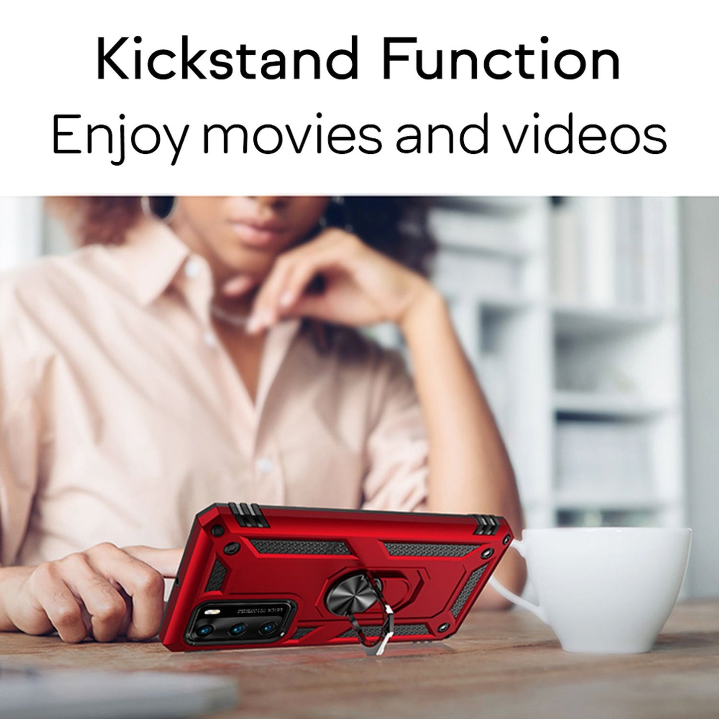 Etui NALIA RingDefend do Huawei P40 – ochrona RingDefend, hybrydowy materiał odporny na wstrząsy, chwytna powierzchnia, grubość 0,8 mm