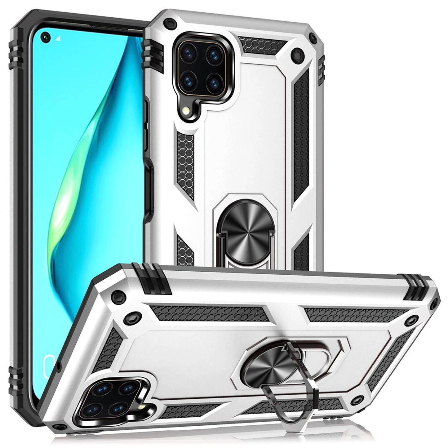 NALIA Ring Hülle für Huawei P40 Lite, Handy Schutz Tasche Cover Case Bumper Etui