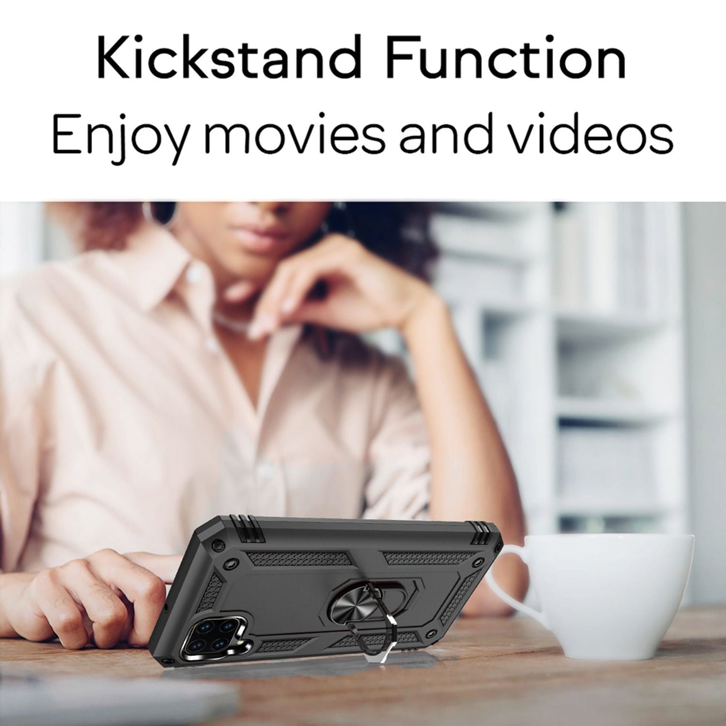 NALIA Ring Hülle für Huawei P40 Lite, Handy Schutz Tasche Cover Case Bumper Etui