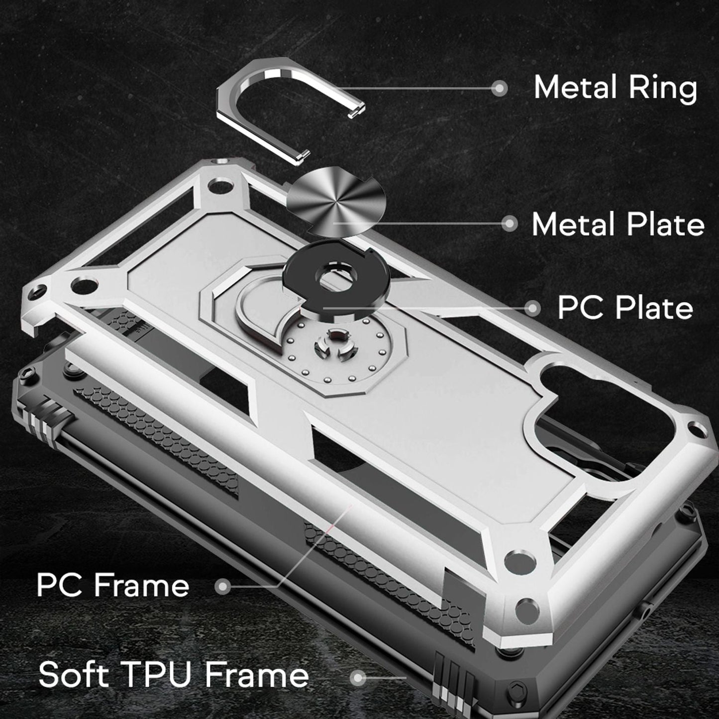 NALIA Ring Hülle für Huawei P40 Lite, Handy Schutz Tasche Cover Case Bumper Etui