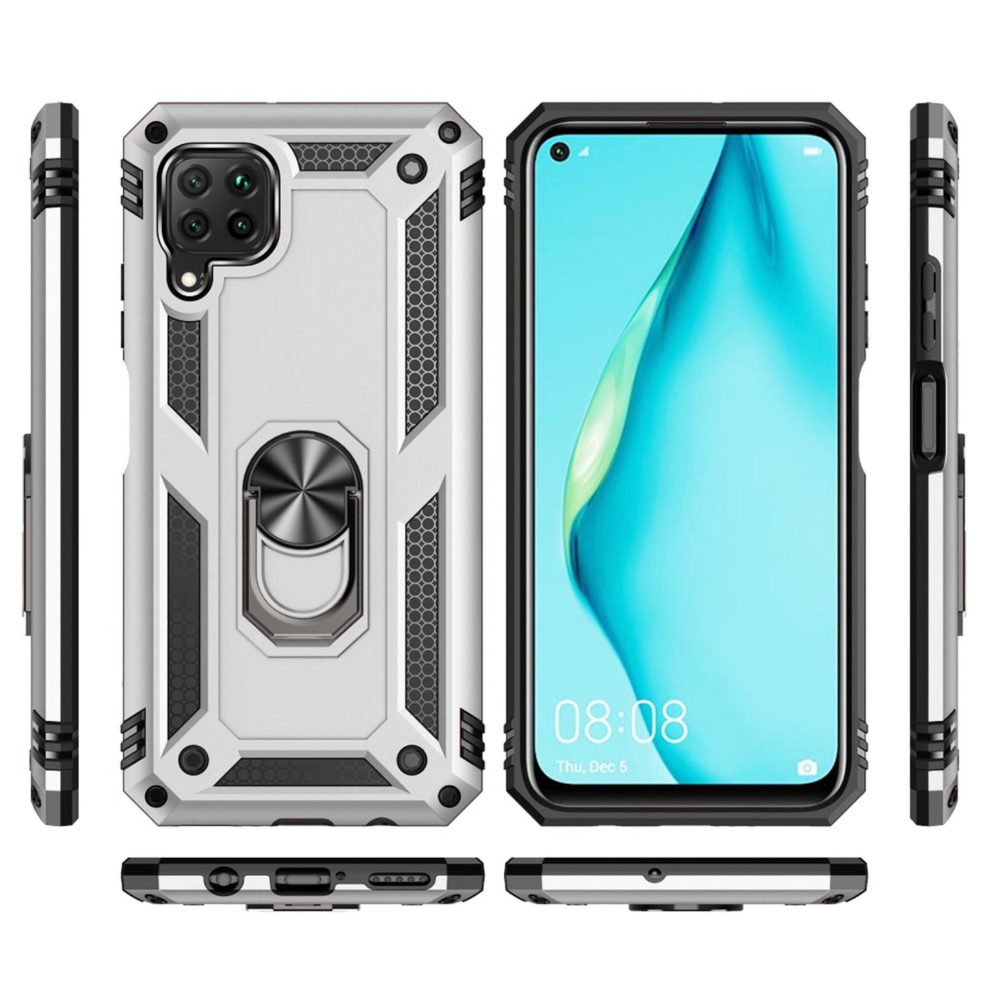 NALIA Ring Hülle für Huawei P40 Lite, Handy Schutz Tasche Cover Case Bumper Etui