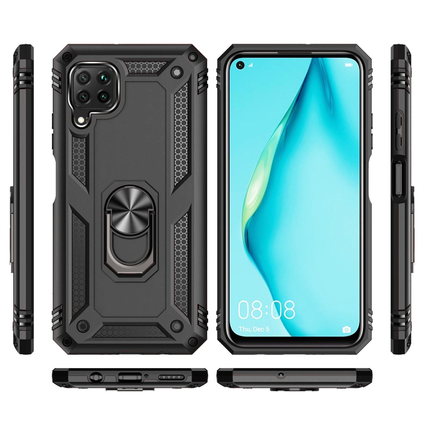 NALIA Ring Hülle für Huawei P40 Lite, Handy Schutz Tasche Cover Case Bumper Etui