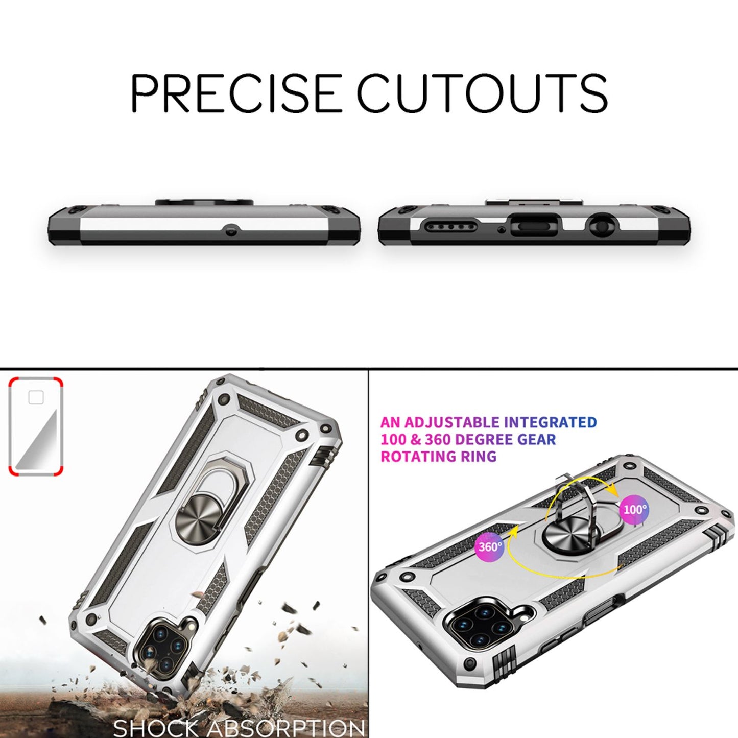 NALIA Ring Hülle für Huawei P40 Lite, Handy Schutz Tasche Cover Case Bumper Etui