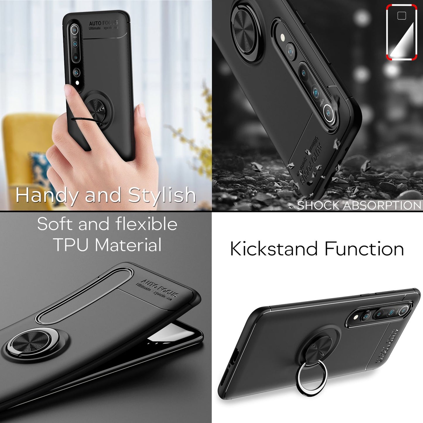 NALIA Ring Hülle für Xiaomi Mi 10 / Mi 10 Pro, Handy Case Schutz Cover Bumper