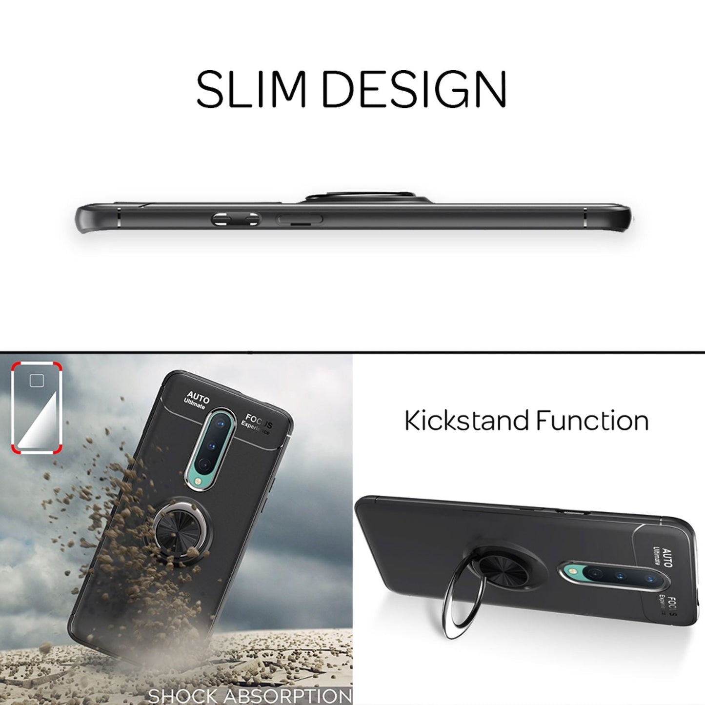 NALIA Ring Hülle für OnePlus 8, Handy Case Schutz Cover Bumper für KFZ-Halterung