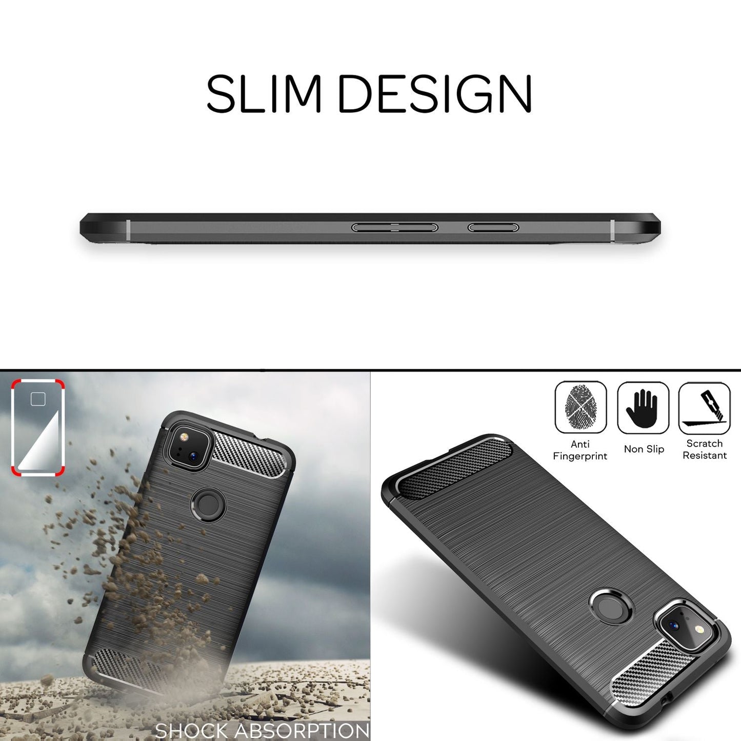 Husă de telefon NALIA pentru Google Pixel 4a, husă de protecție din silicon carbon