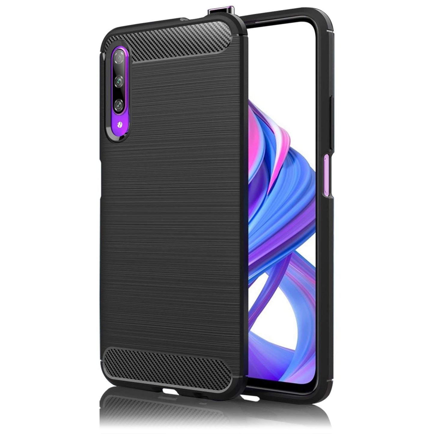 NALIA Honor 9X Pro Vortex Carbon Stil Hülle - TPU Silikon, Carbon Optik, Passgenau