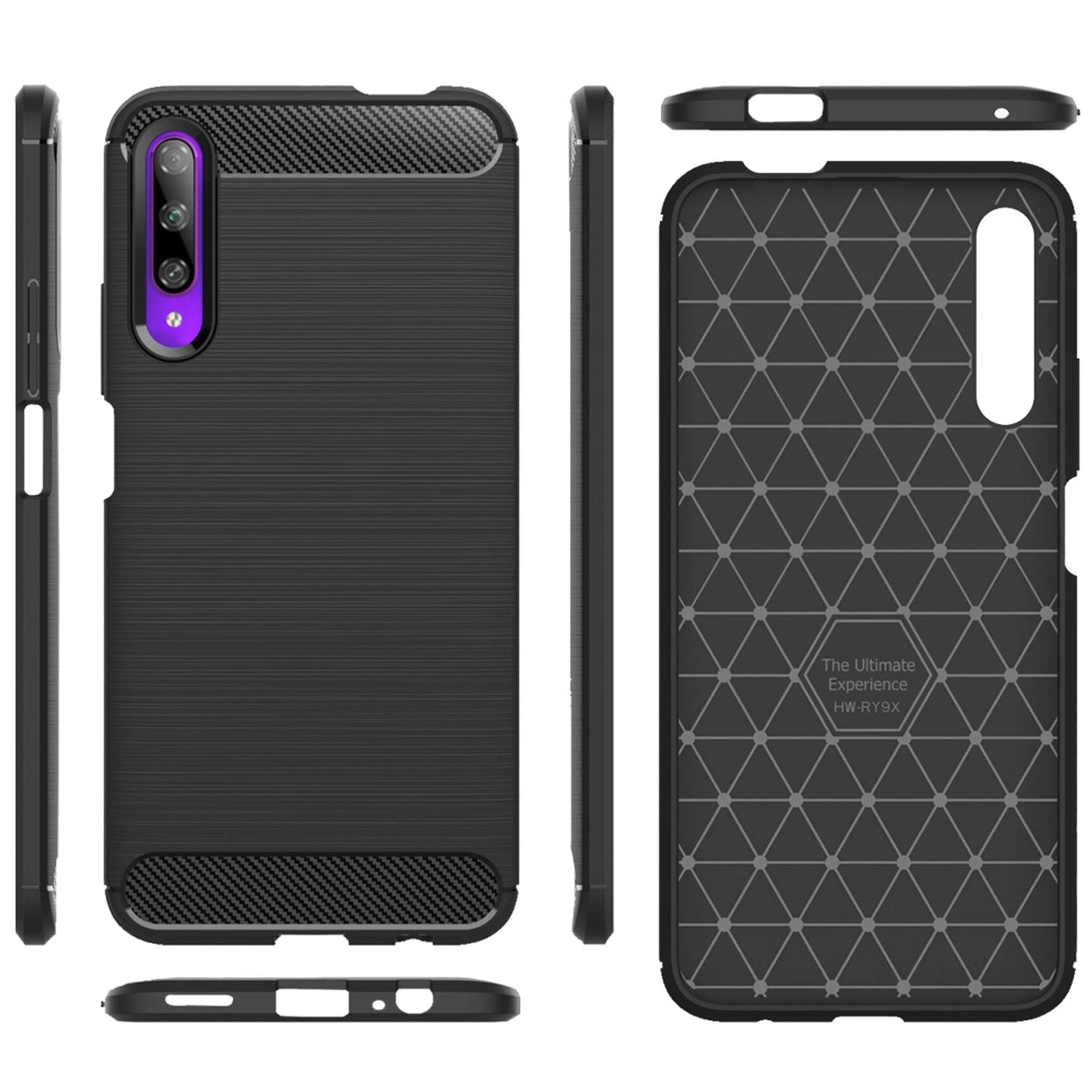 NALIA Honor 9X Pro Vortex Carbon Stil Hülle - TPU Silikon, Carbon Optik, Passgenau