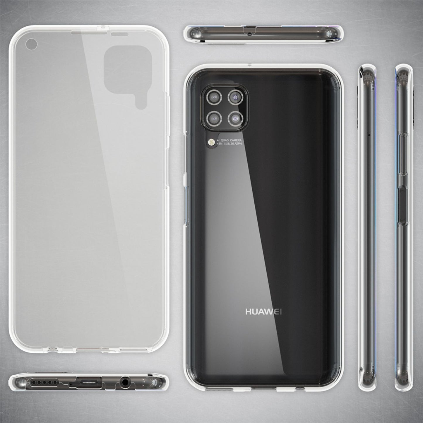 NALIA 360 Grad Case Huawei P40 Lite - Dünn 0,3 mm Transparent, Rundum Schutz, Soft Etui