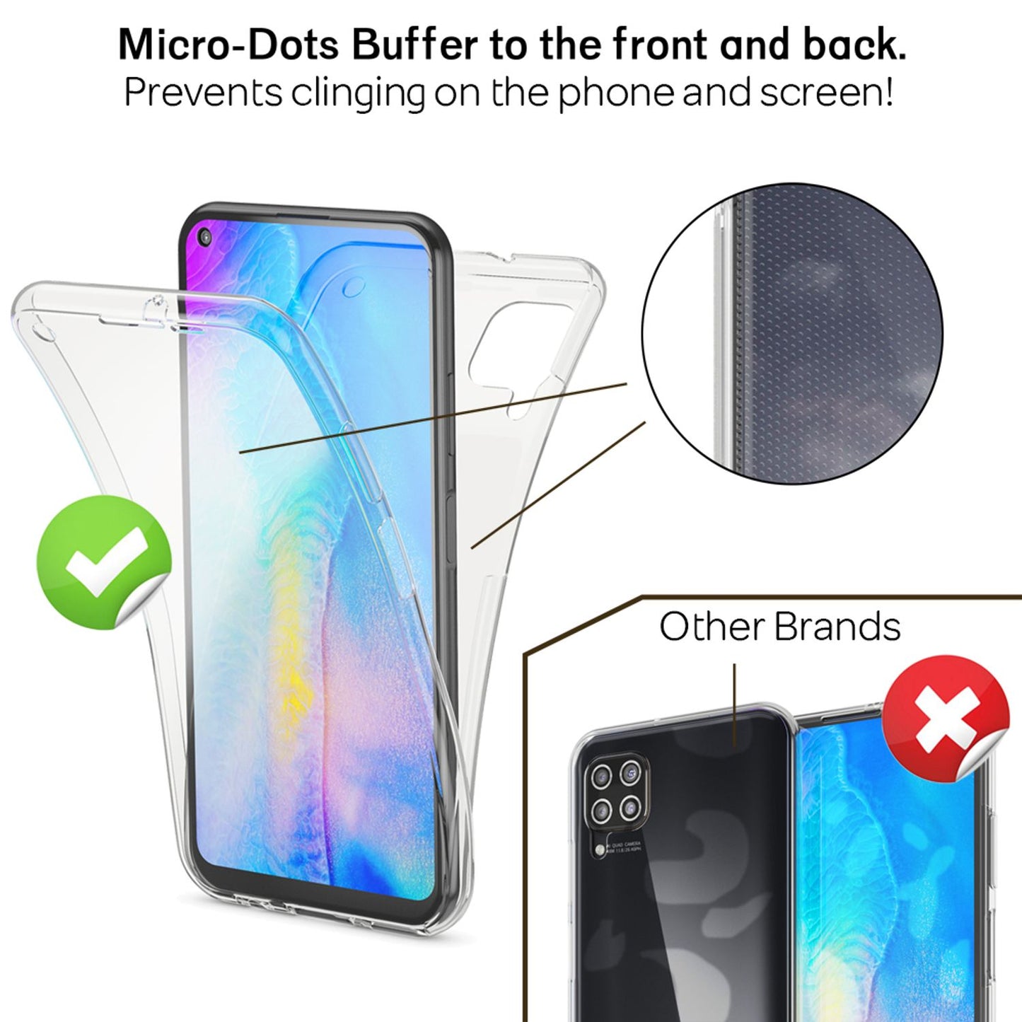 NALIA 360 Grad Case Huawei P40 Lite - Dünn 0,3 mm Transparent, Rundum Schutz, Soft Etui