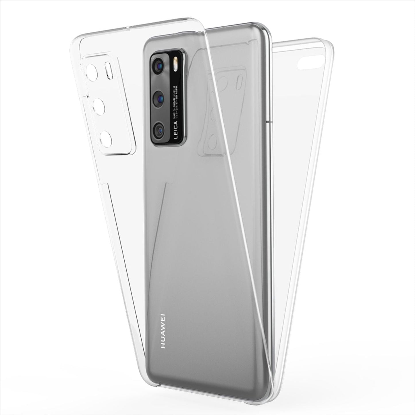 NALIA 360 Grad Handy Hülle - Huawei P40 Kompatibel, Transparente Hülle, Voller Rundumschutz