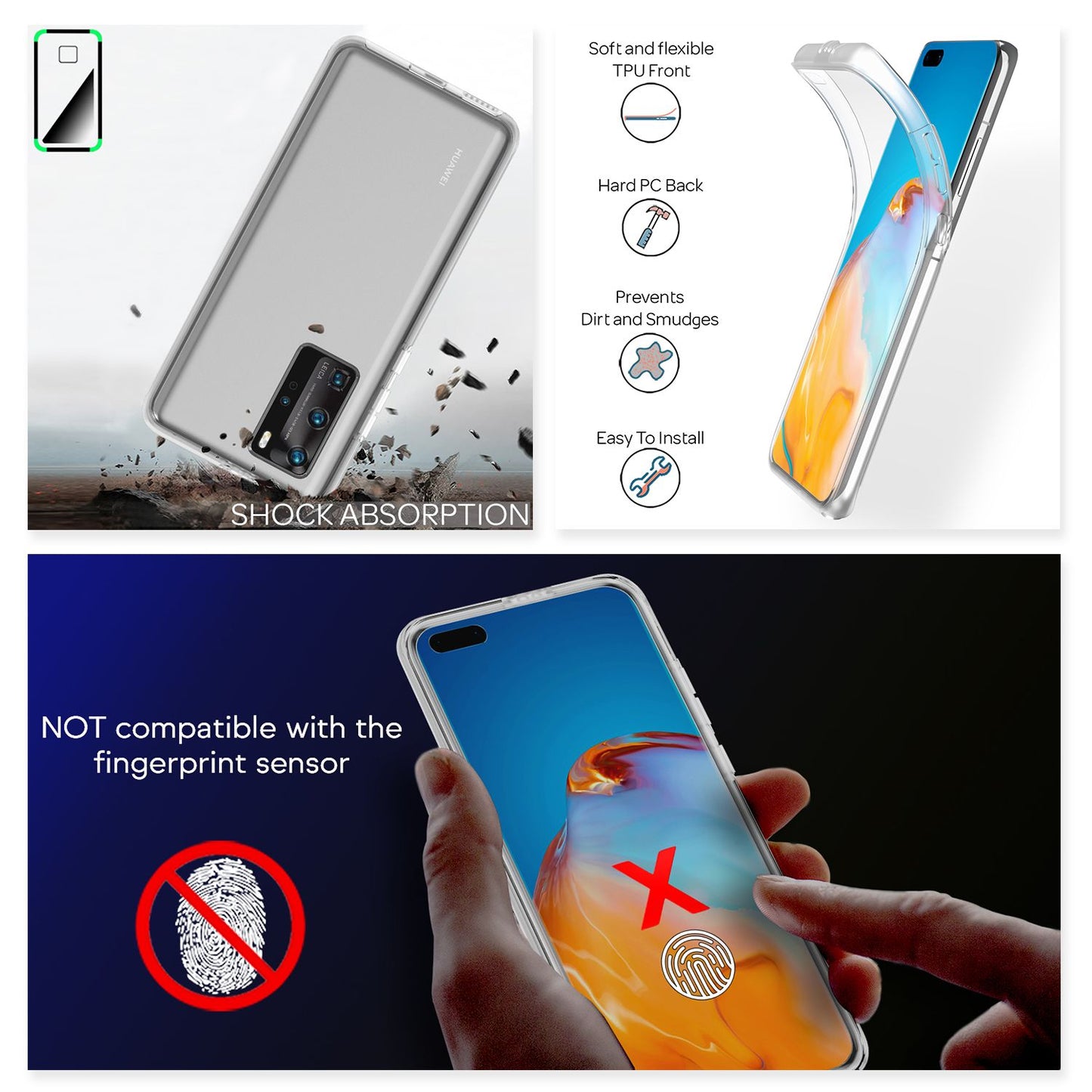 Husa de telefon NALIA 360° pentru Huawei P40 Pro, husă de protecție completă cu bara de protecție