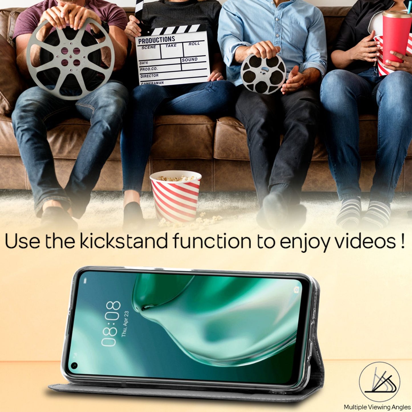 NALIA Huawei P40 Lite Klapphülle Kunstleder - 360 Grad Schutz Slim Wallet Kartenfächer