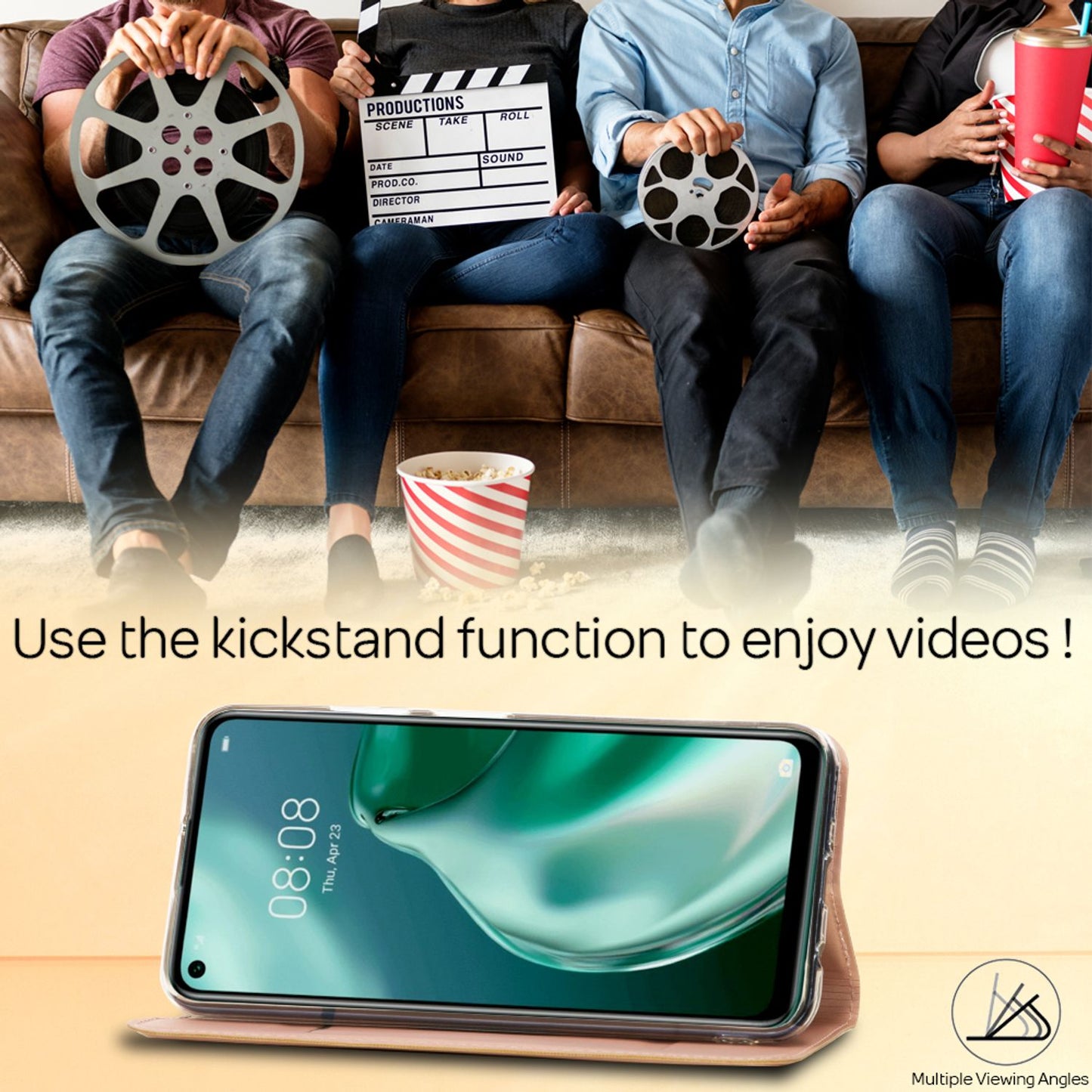 NALIA Huawei P40 Lite Klapphülle Kunstleder - 360 Grad Schutz Slim Wallet Kartenfächer