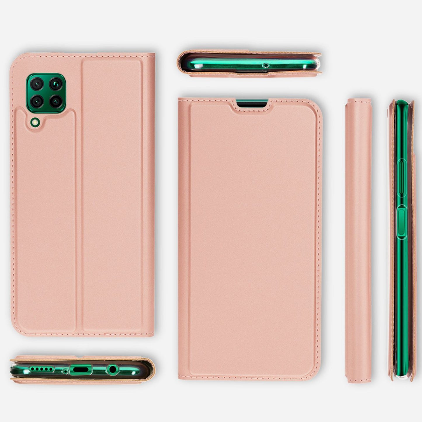 NALIA Huawei P40 Lite Klapphülle Kunstleder - 360 Grad Schutz Slim Wallet Kartenfächer