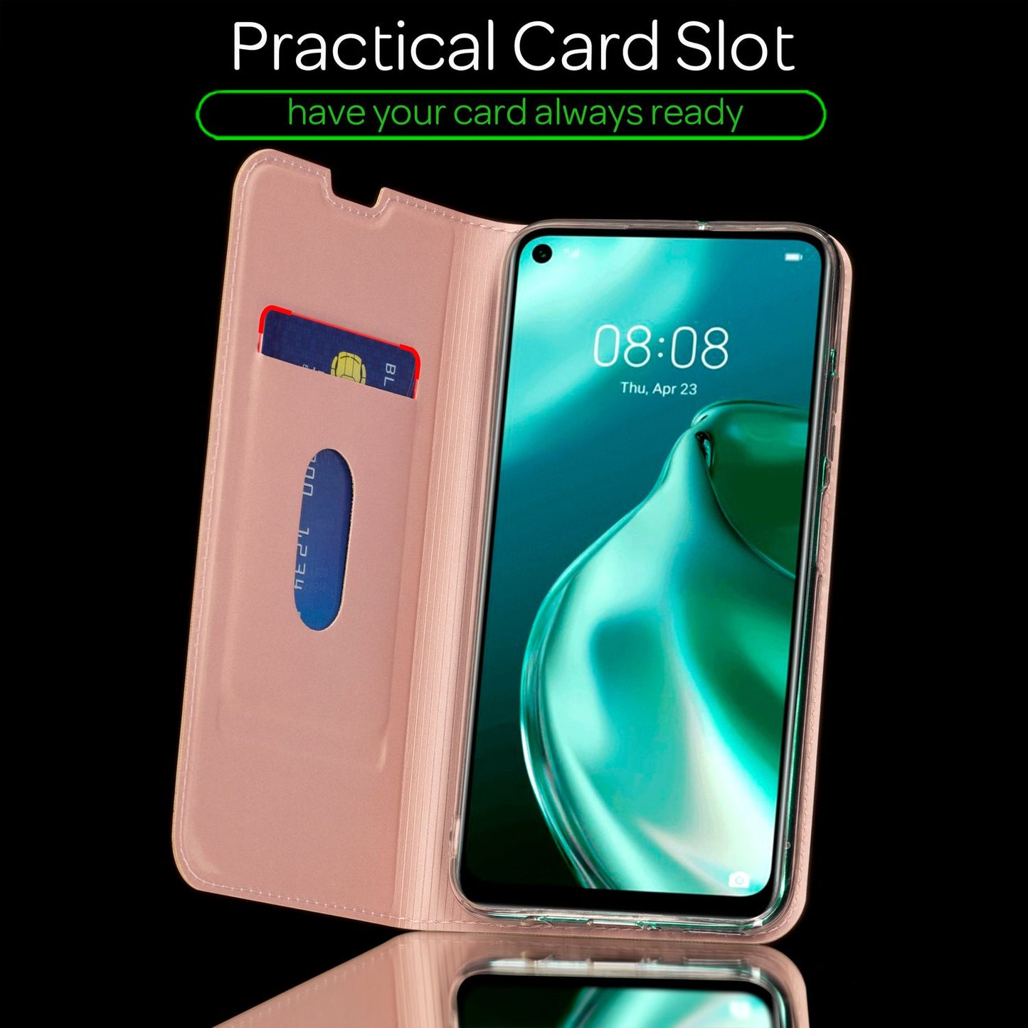 NALIA Huawei P40 Lite Klapphülle Kunstleder - 360 Grad Schutz Slim Wallet Kartenfächer