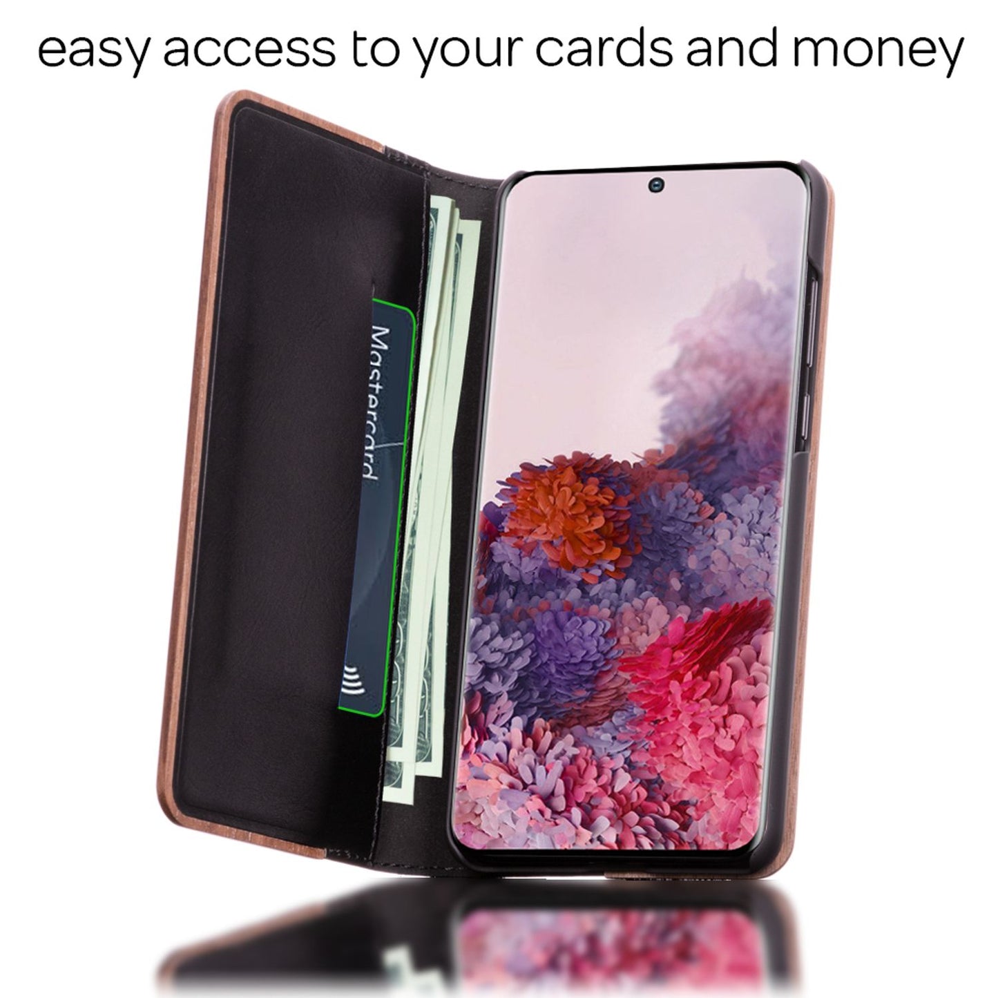 Husă NALIA din lemn masiv - lemn de nuc FSC, dimensiuni 14x7 cm pentru Galaxy S20