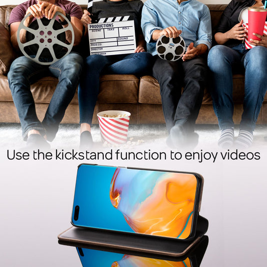 NALIA Huawei P40 Echt Holz Flip Case - Kartenkapazität 3 Karten, Größe Kompakt, 360 Grad Klappfunktion