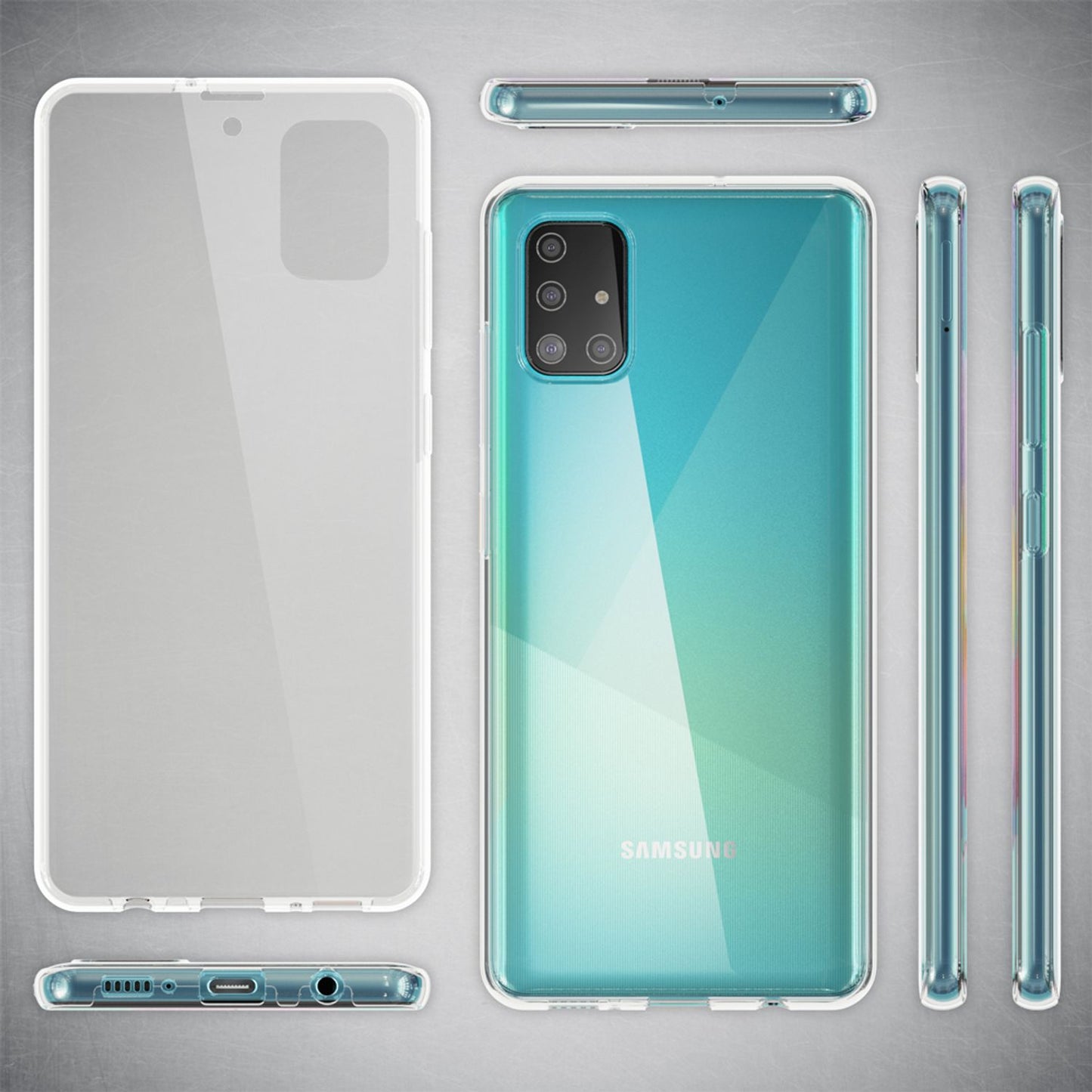 NALIA 360Grad Handyhülle Rundum-Schutz - Galaxy A71 Kompatibel, TPU