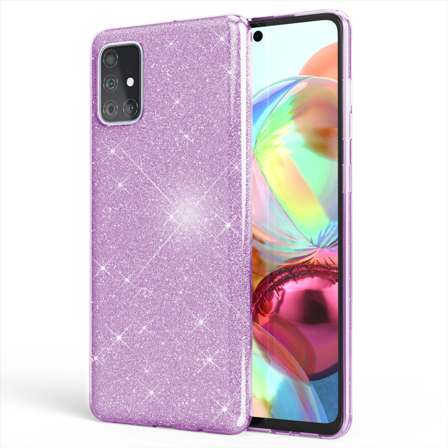 NALIA Glitzer Handyhülle für Samsung Galaxy A71, Bling Case Handy Schutz Strass Cover