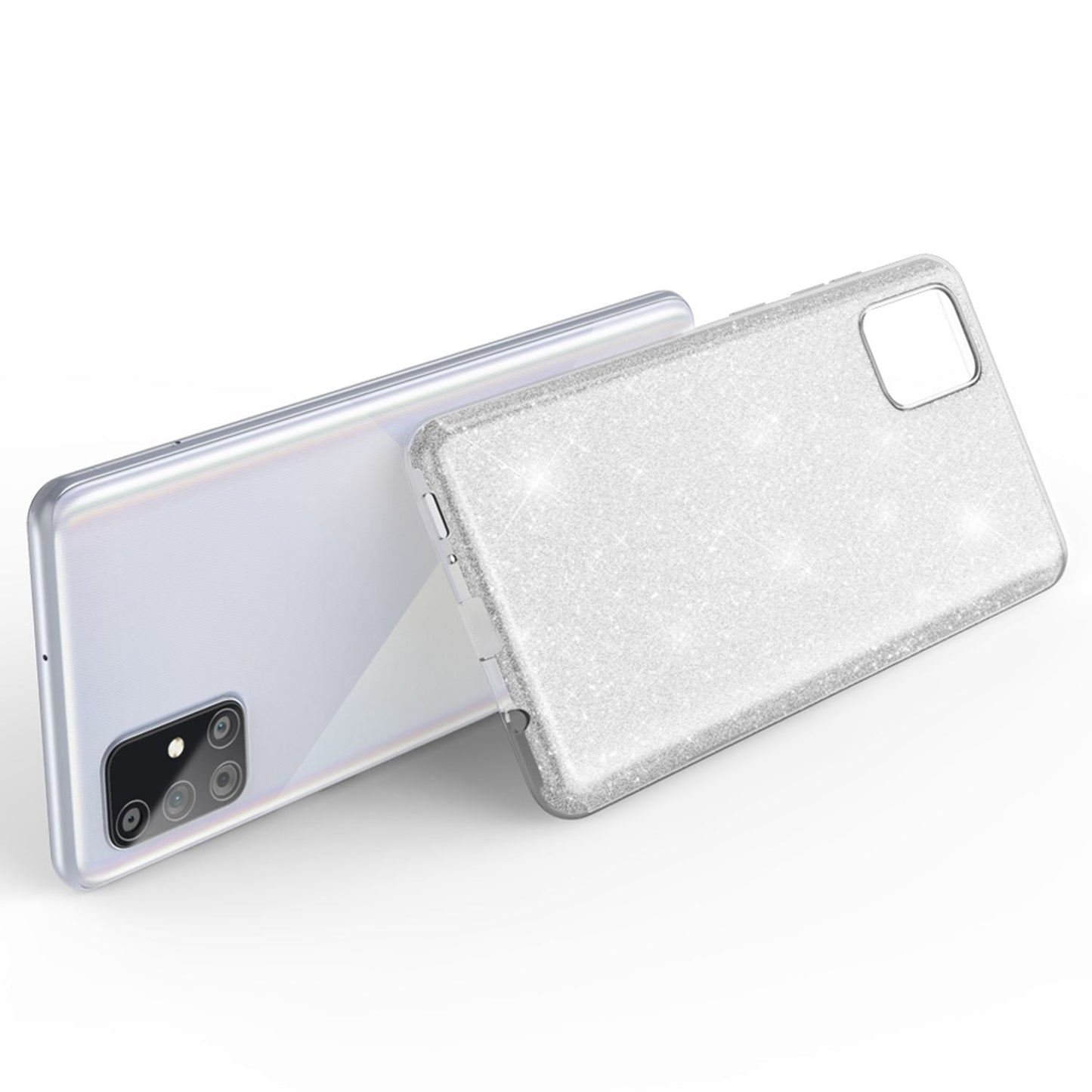 NALIA Glitzer Handyhülle für Samsung Galaxy A71, Bling Case Handy Schutz Strass Cover