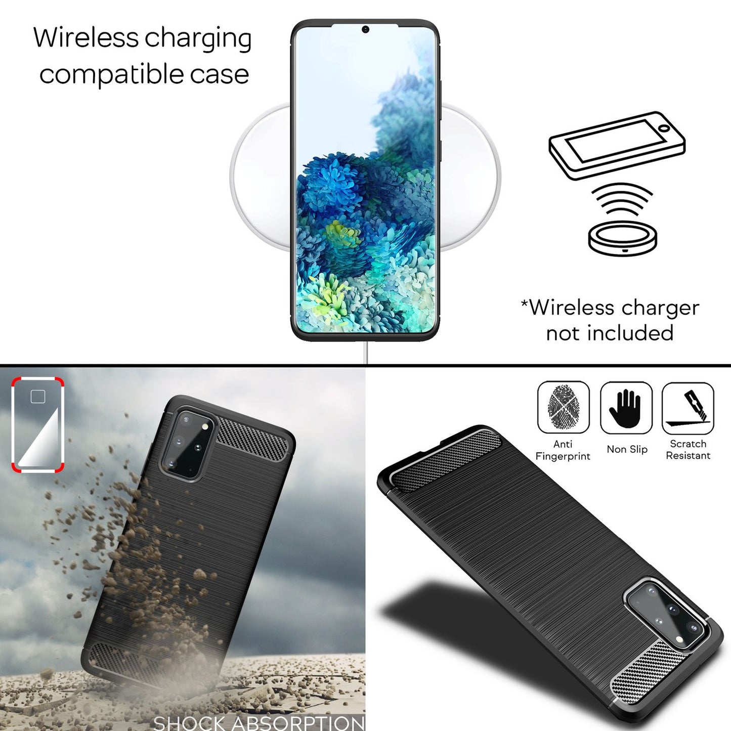 NALIA Galaxy S20 Plus Vortex Carbon Look Case - TPU Silikon Dünn