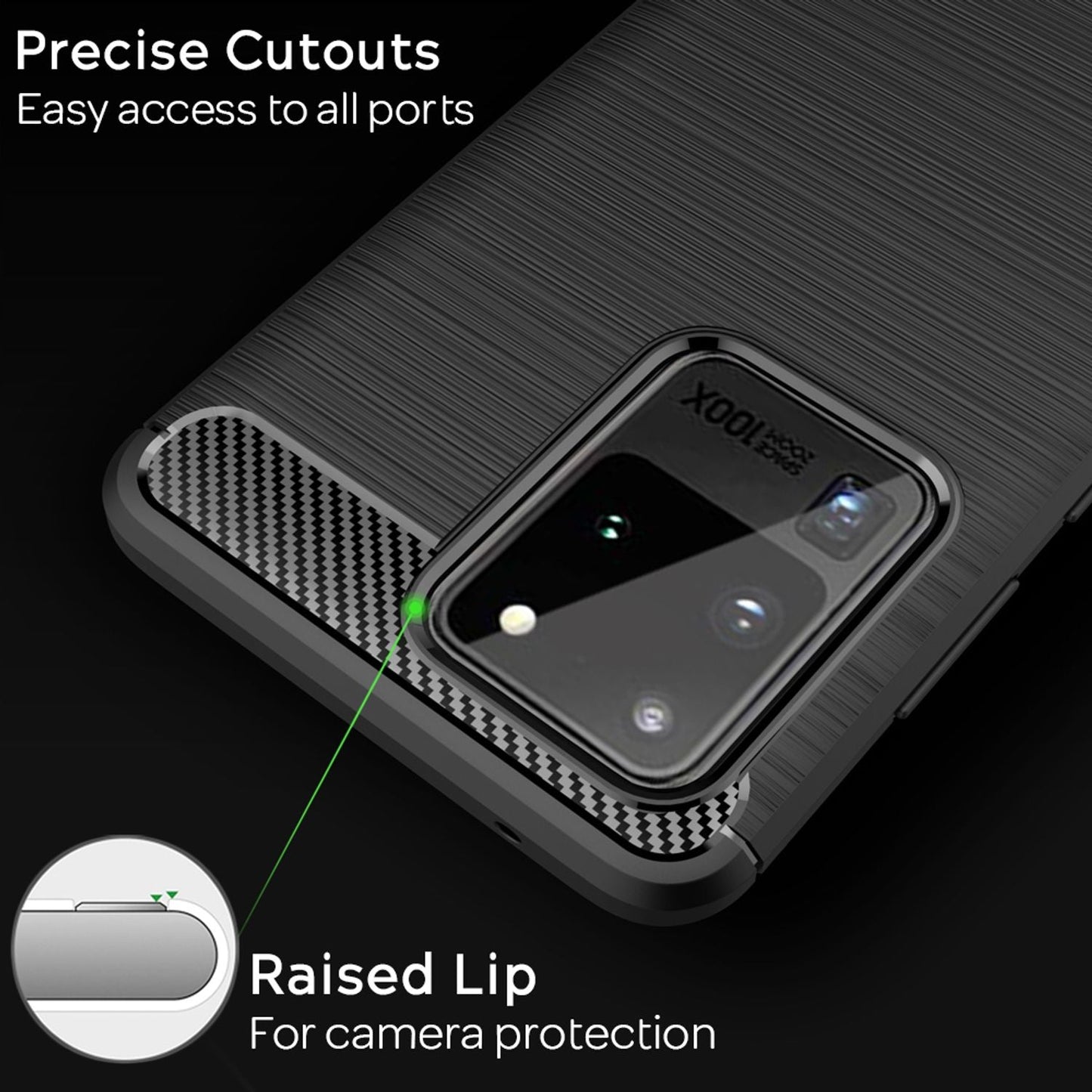 NALIA Galaxy S20 Ultra Carbon Look Hülle - TPU Silikon Dünn Abmessung Elegante Matte Oberfläche Schutz Moderner Stil