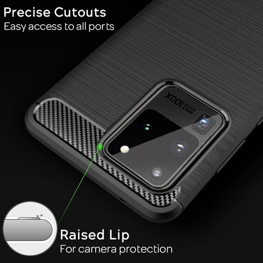 NALIA Galaxy S20 Ultra Carbon Look Hülle - TPU Silikon Dünn Abmessung Elegante Matte Oberfläche Schutz Moderner Stil
