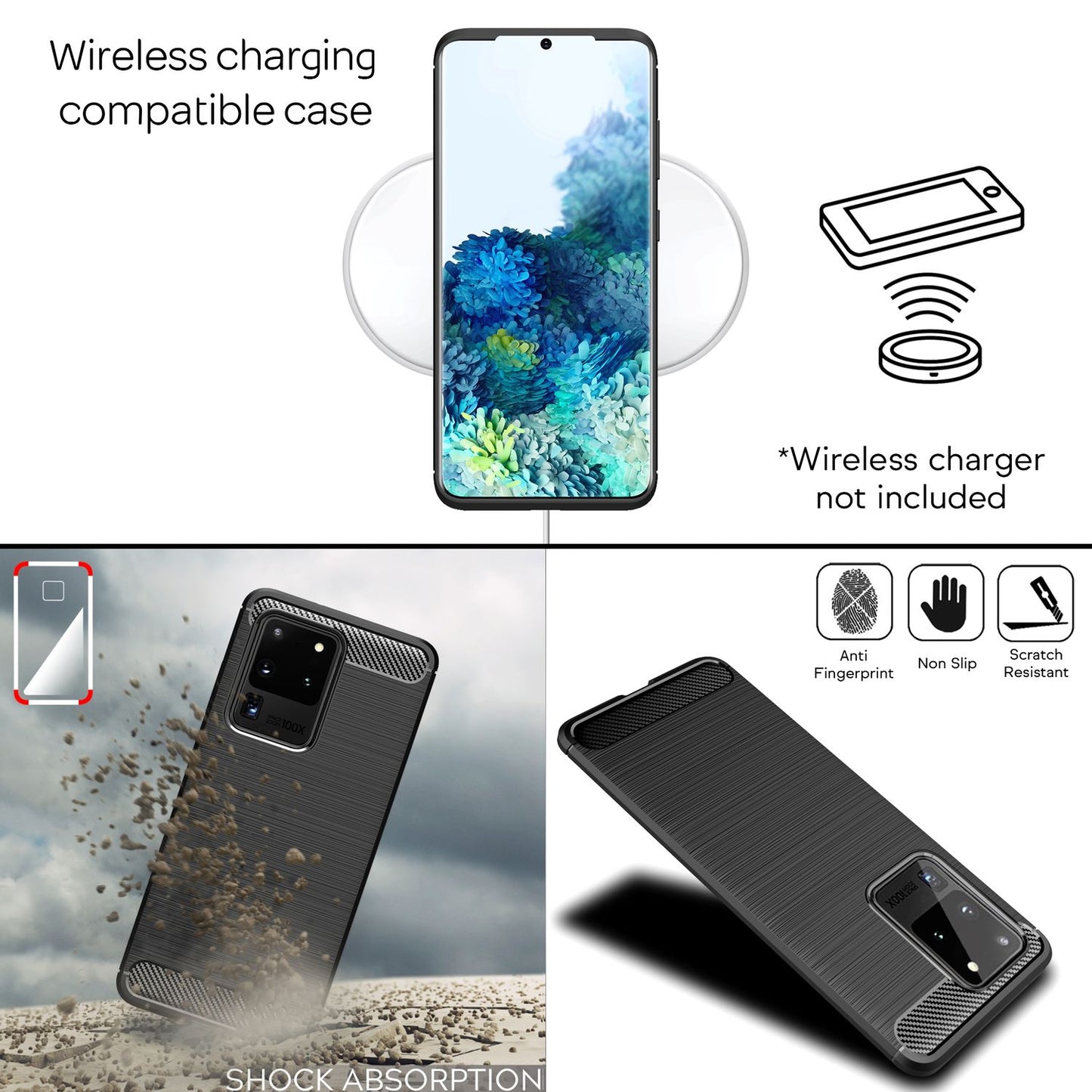 NALIA Galaxy S20 Ultra Carbon Look Hülle - TPU Silikon Dünn Abmessung Elegante Matte Oberfläche Schutz Moderner Stil