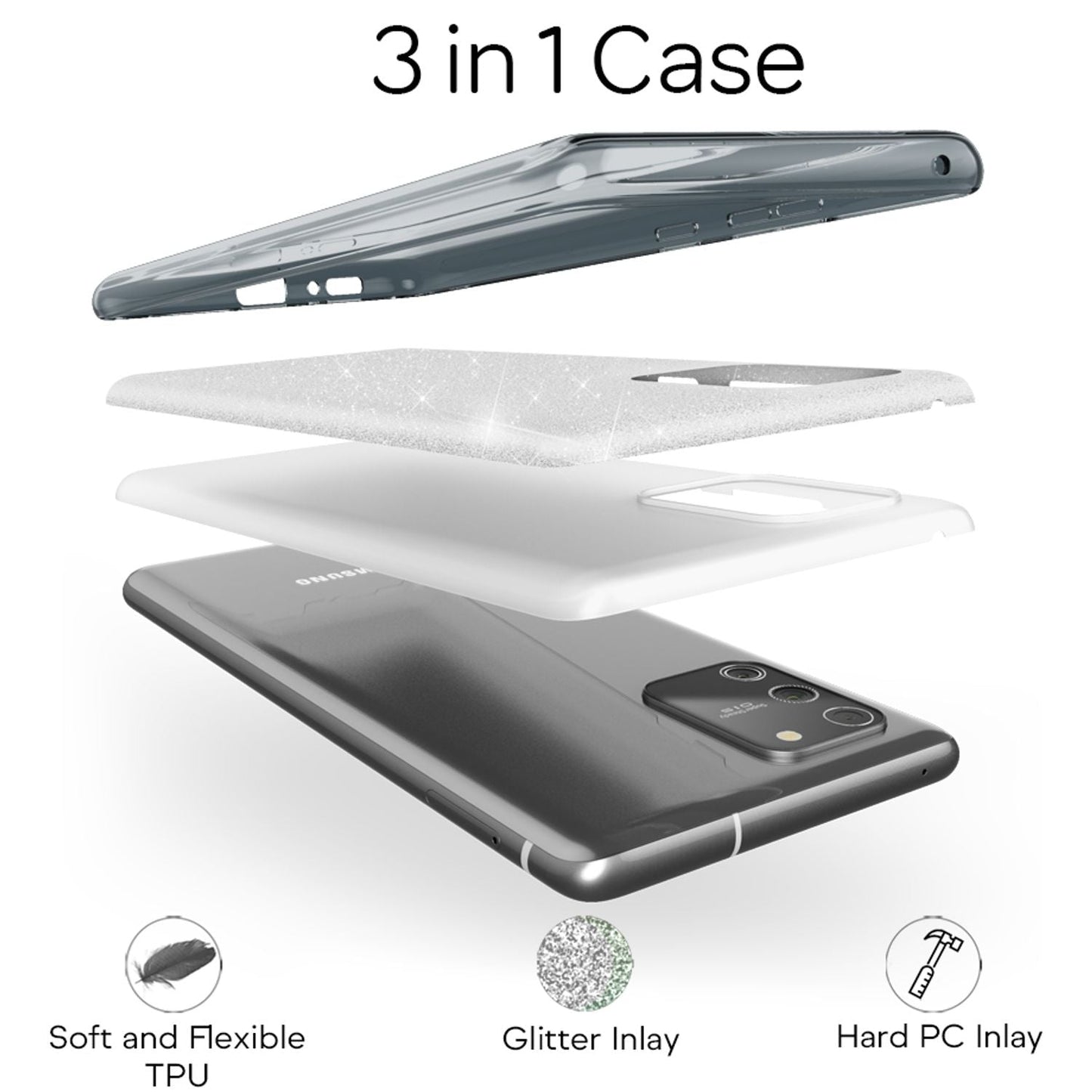 NALIA Galaxy S10 Lite Glitzer Hülle - Passform Galaxy S10 Lite, Material Silikon, Glitzer Effekt