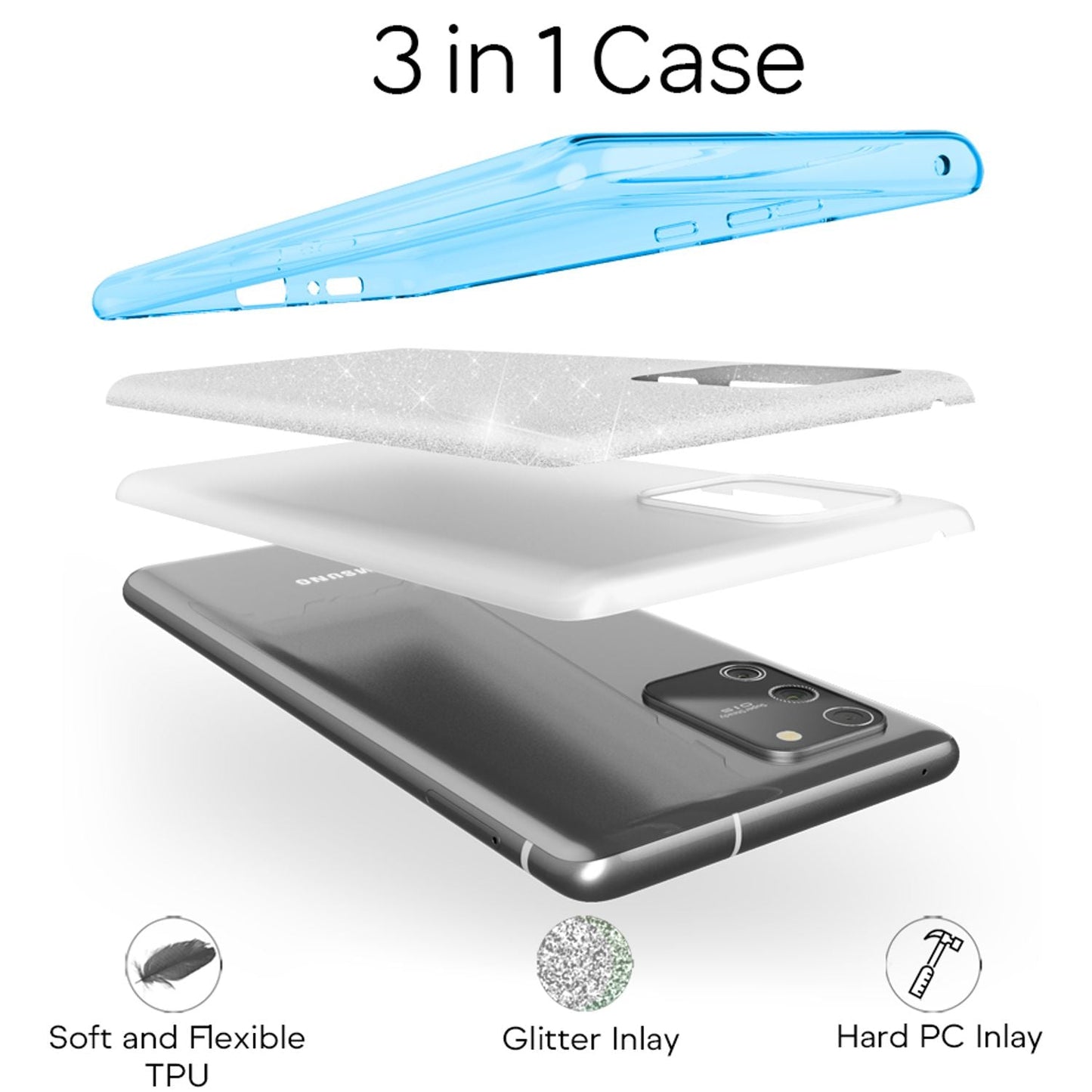 NALIA Galaxy S10 Lite Glitzer Hülle - Passform Galaxy S10 Lite, Material Silikon, Glitzer Effekt