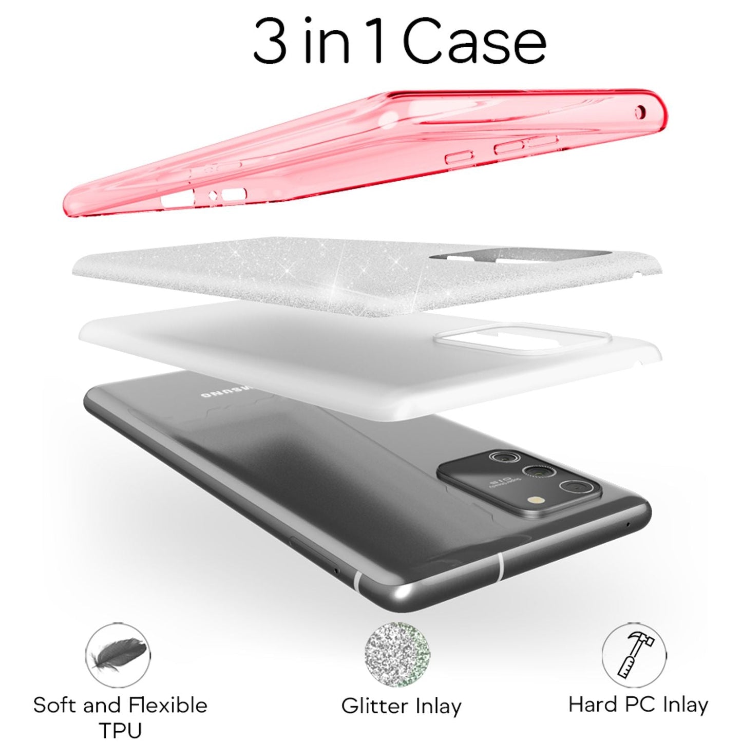 NALIA Galaxy S10 Lite Glitzer Hülle - Passform Galaxy S10 Lite, Material Silikon, Glitzer Effekt