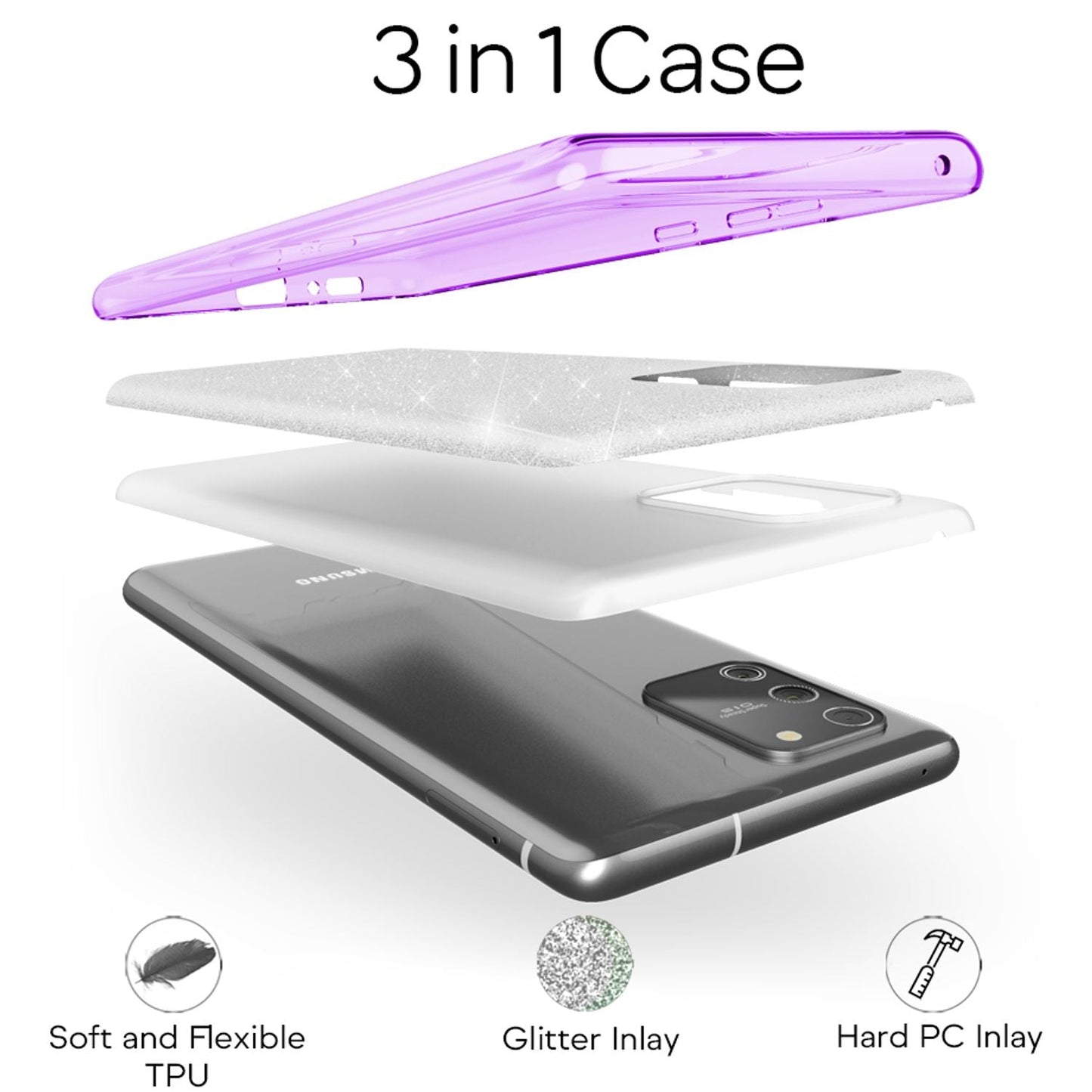 NALIA Galaxy S10 Lite Glitzer Hülle - Passform Galaxy S10 Lite, Material Silikon, Glitzer Effekt