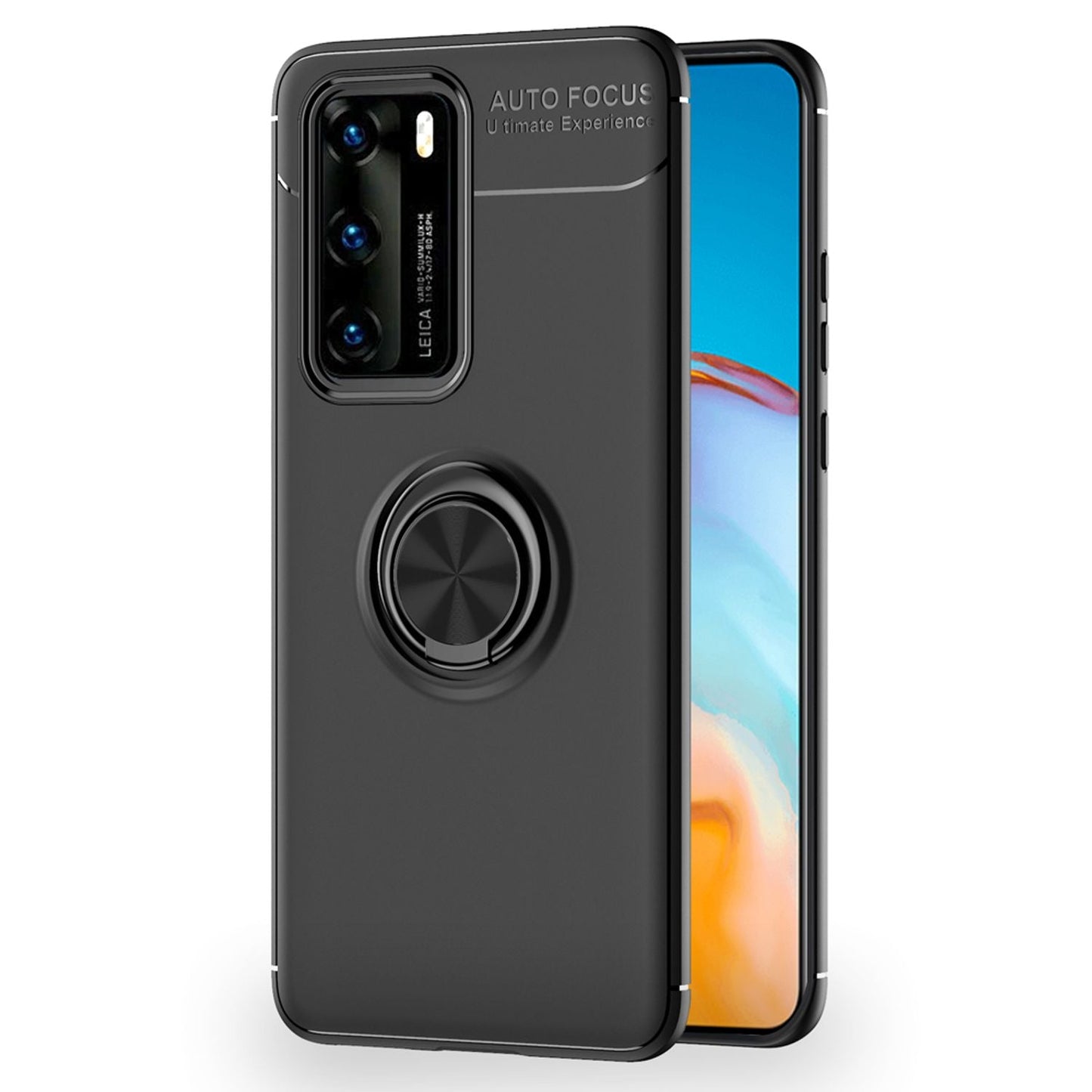 NALIA Ring Handy Hülle für Huawei P40, Dünnes Silikon Cover Case 360 Grad Halter