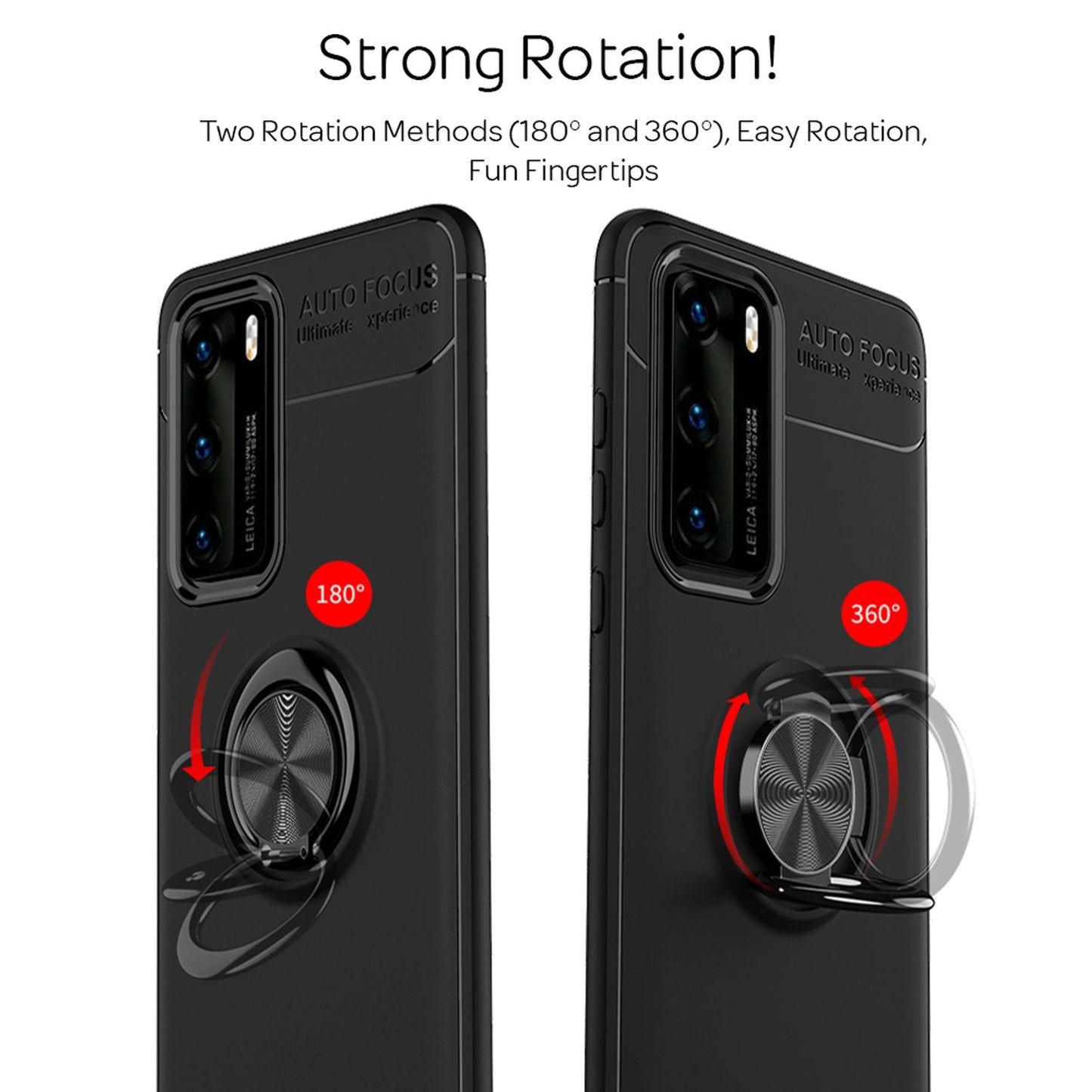 NALIA Ring Handy Hülle für Huawei P40, Dünnes Silikon Cover Case 360 Grad Halter