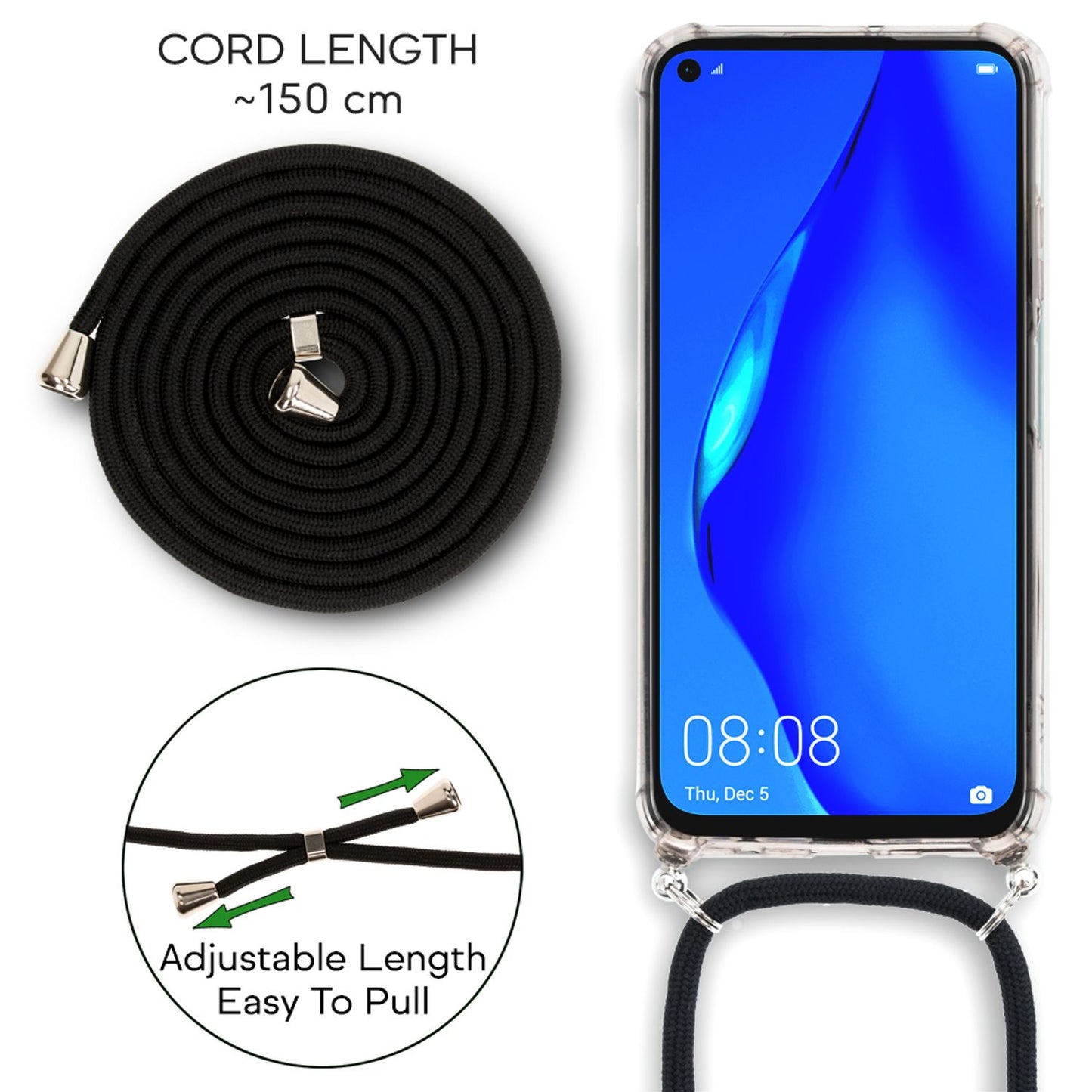 Husă de telefon NALIA cu lanț pentru Huawei P40 lite, husă subțire și rigidă, tip colier