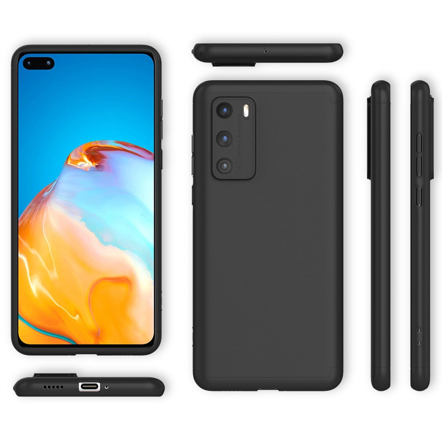 NALIA 360 Grad Handy Hülle für Huawei P40, Full Cover & Glas Case Rundum Bumper