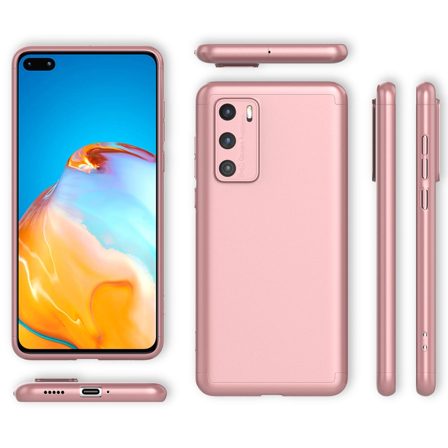 NALIA 360 Grad Handy Hülle für Huawei P40, Full Cover & Glas Case Rundum Bumper