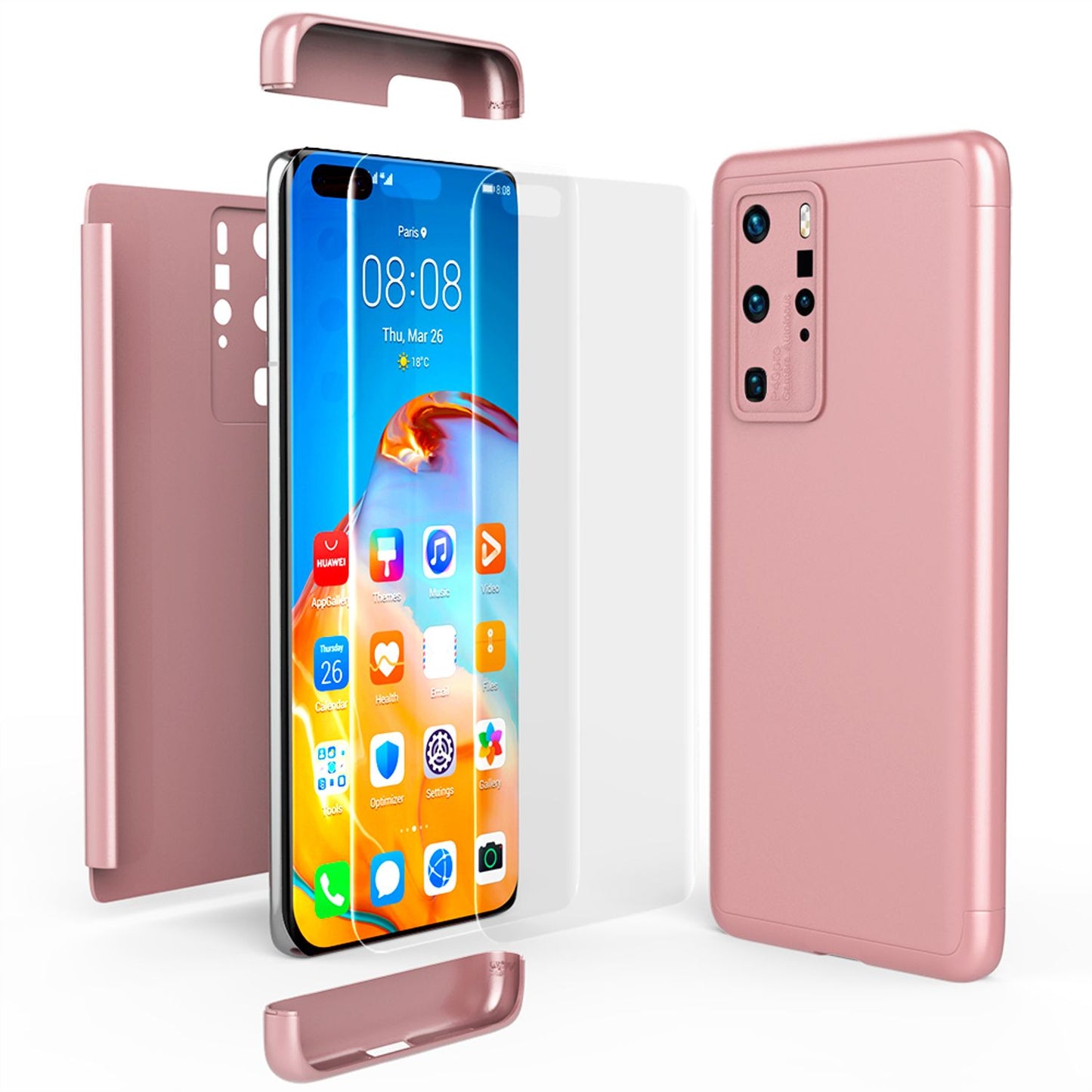 Husa NALIA 360 de grade pentru Huawei P40 Pro - Husă subțire cu protecție completă și protector de ecran din policarbonat